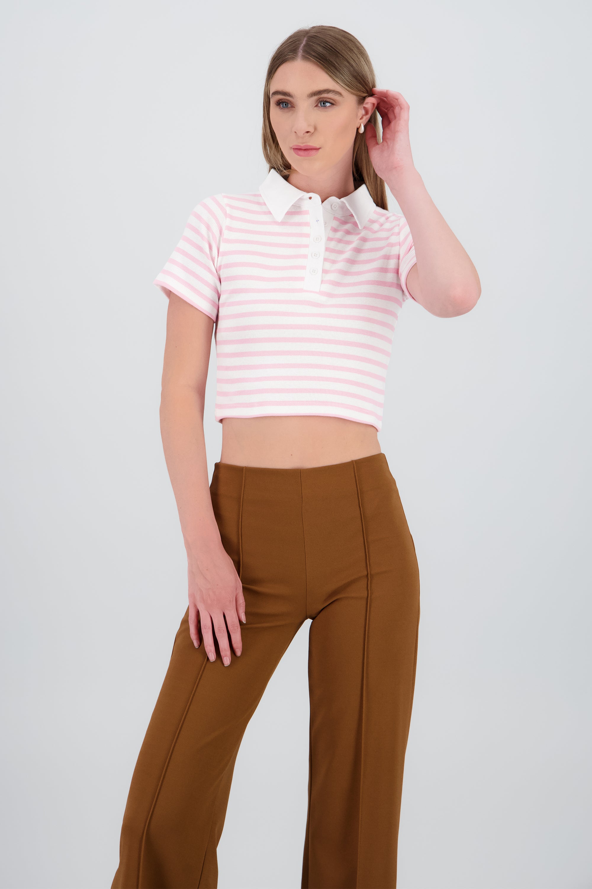 Top polo rayas gruesas ROSA COMBO