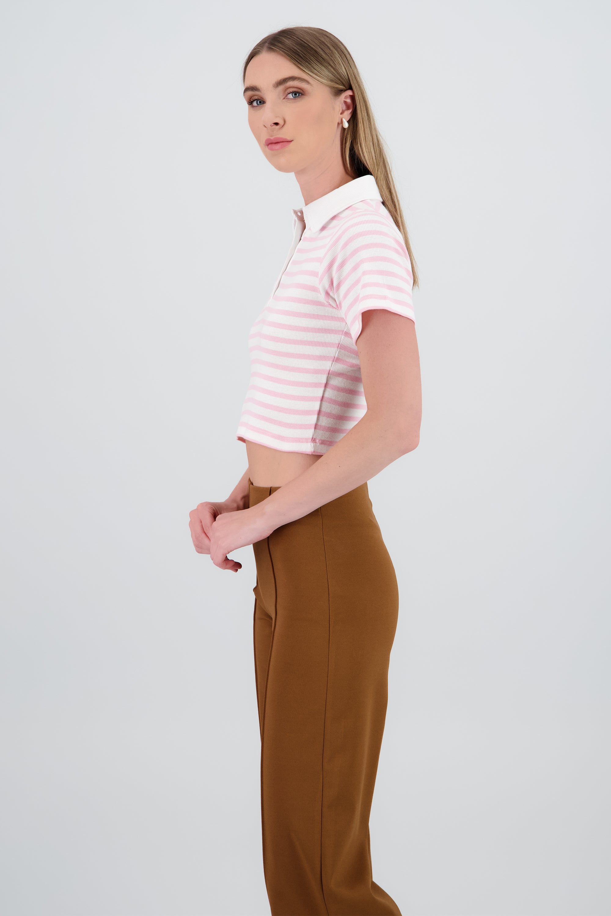 Top polo rayas gruesas ROSA COMBO