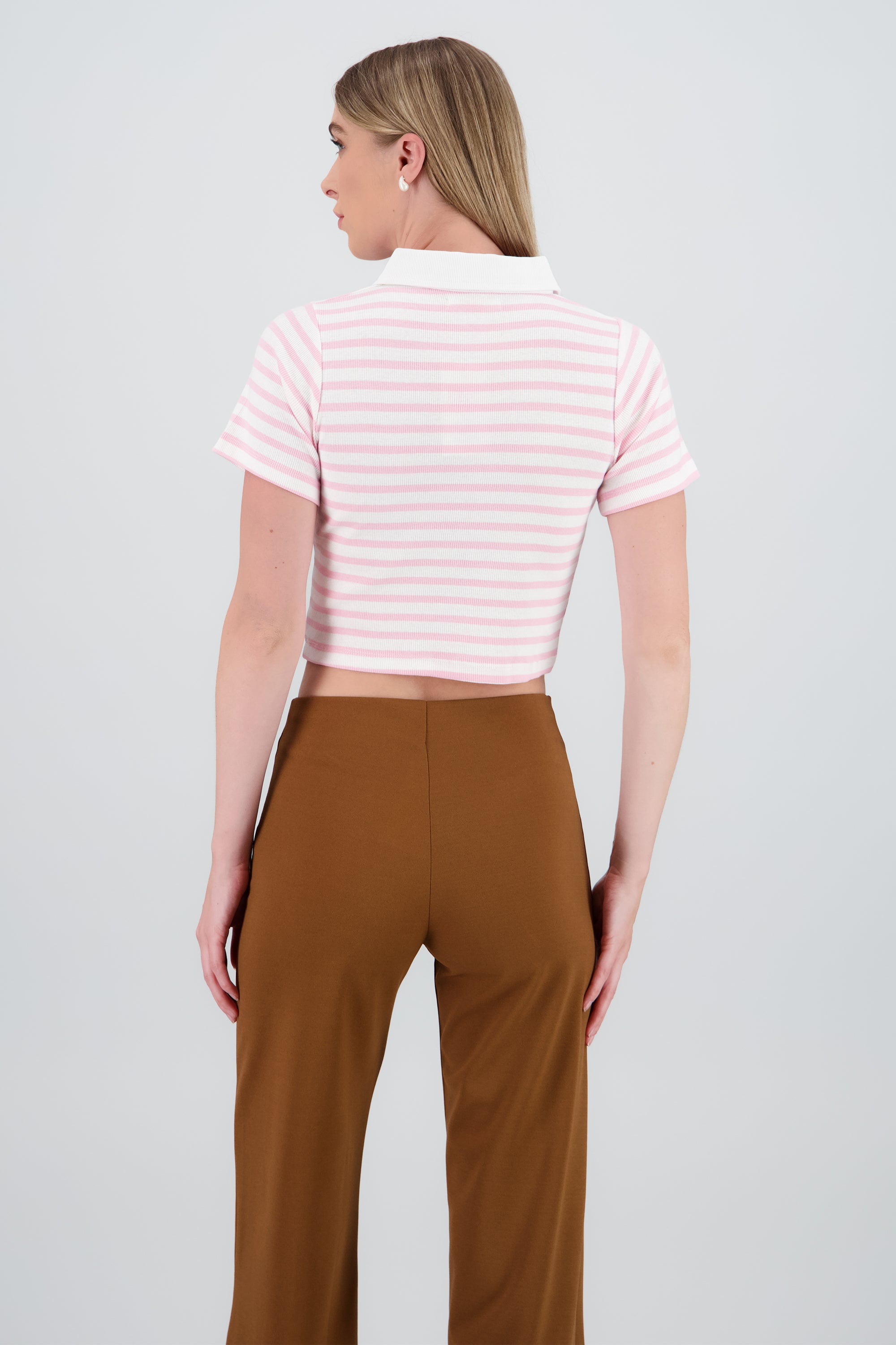 Top polo rayas gruesas ROSA COMBO