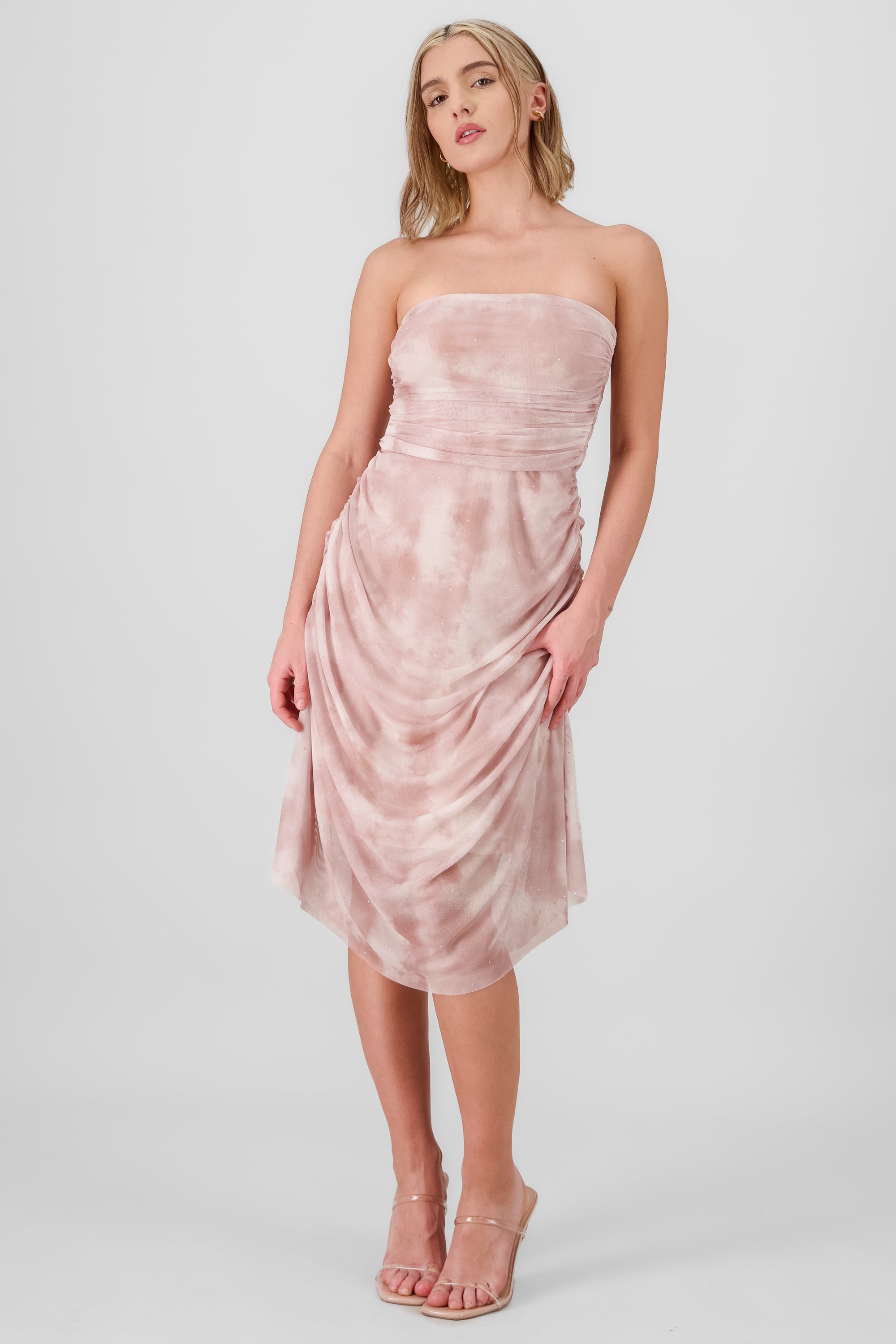 Midi Mesh Brillos dress Rosa Combo