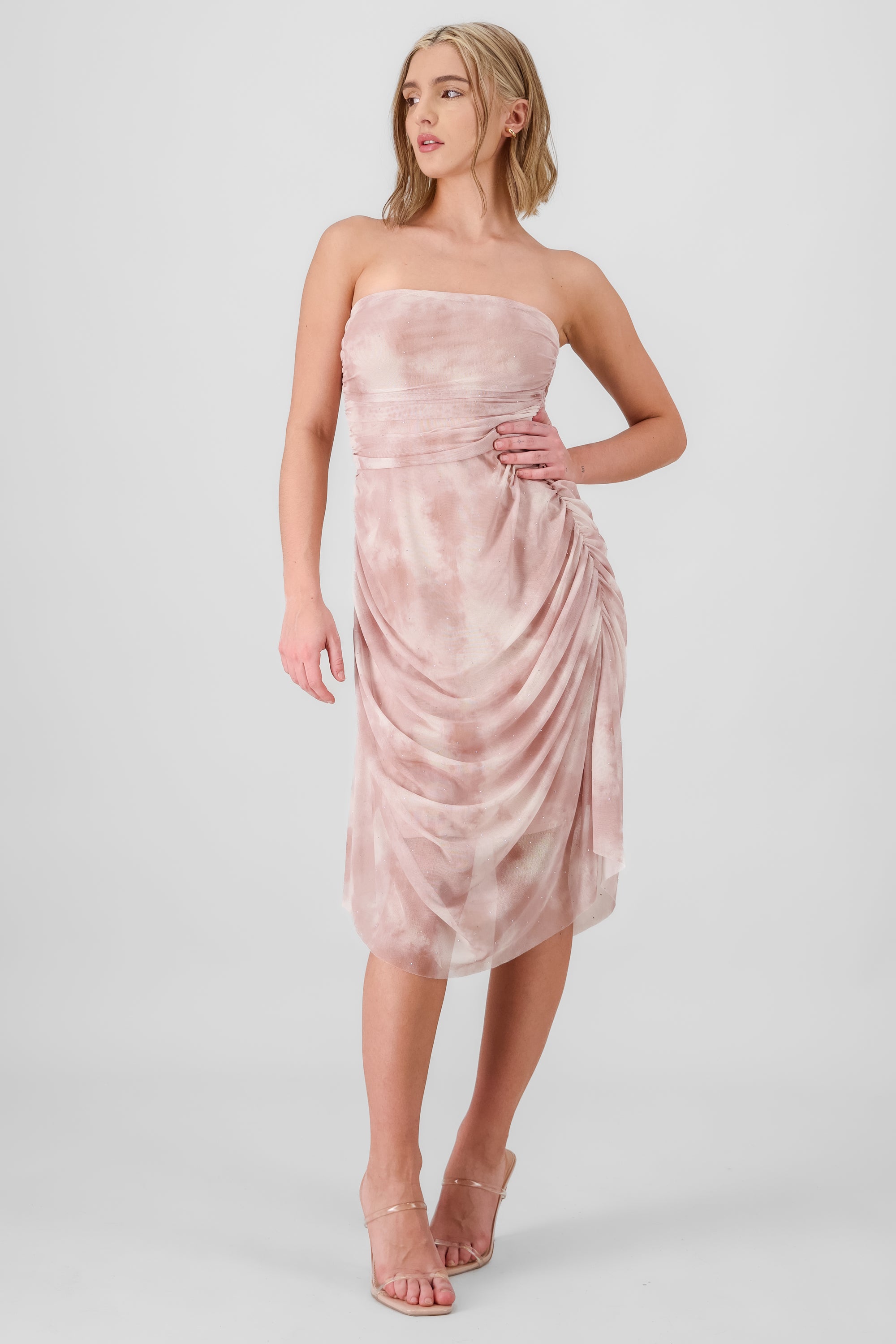 Midi Mesh Brillos dress Rosa Combo