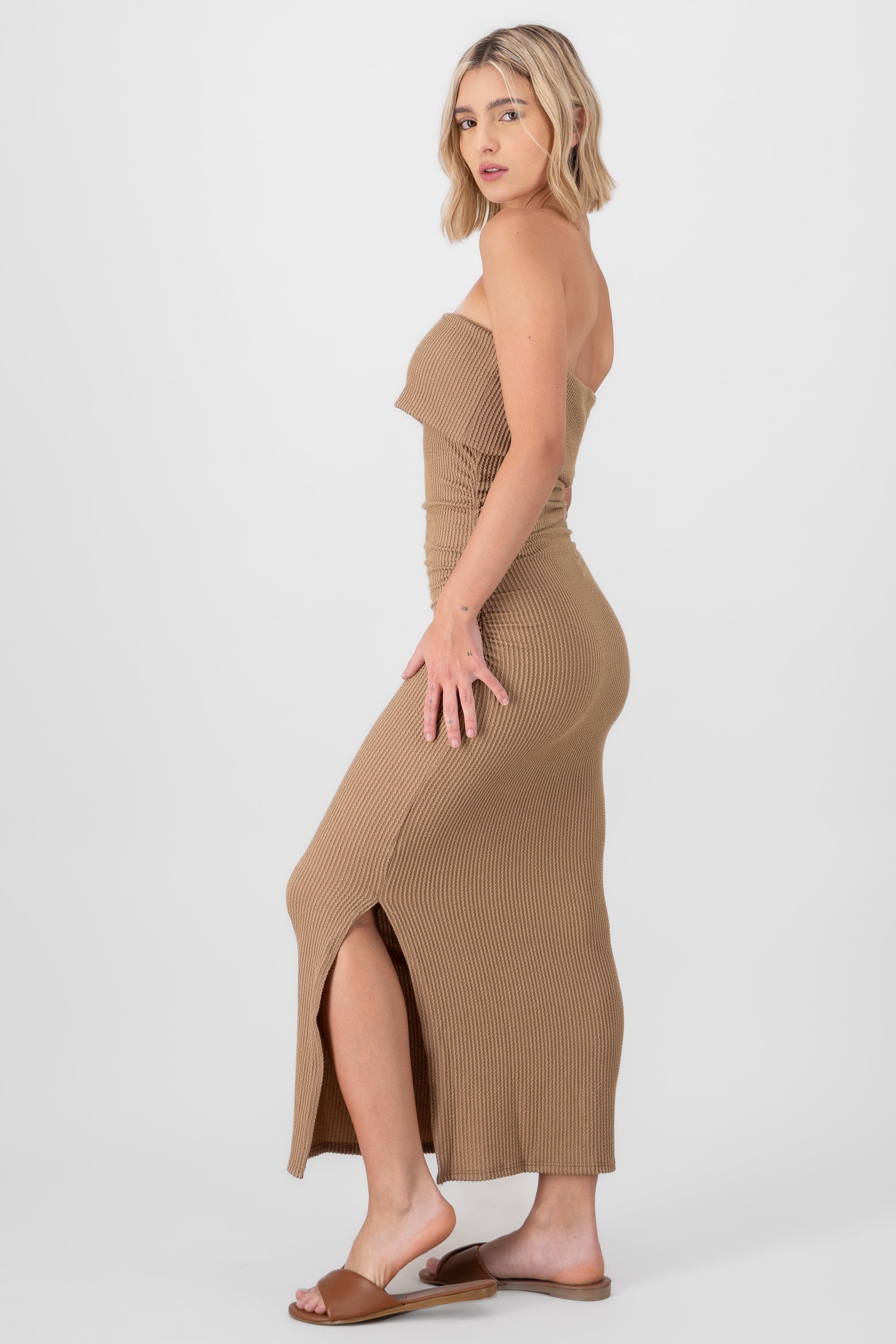 MIDI OFF Shoulder dress Khaki