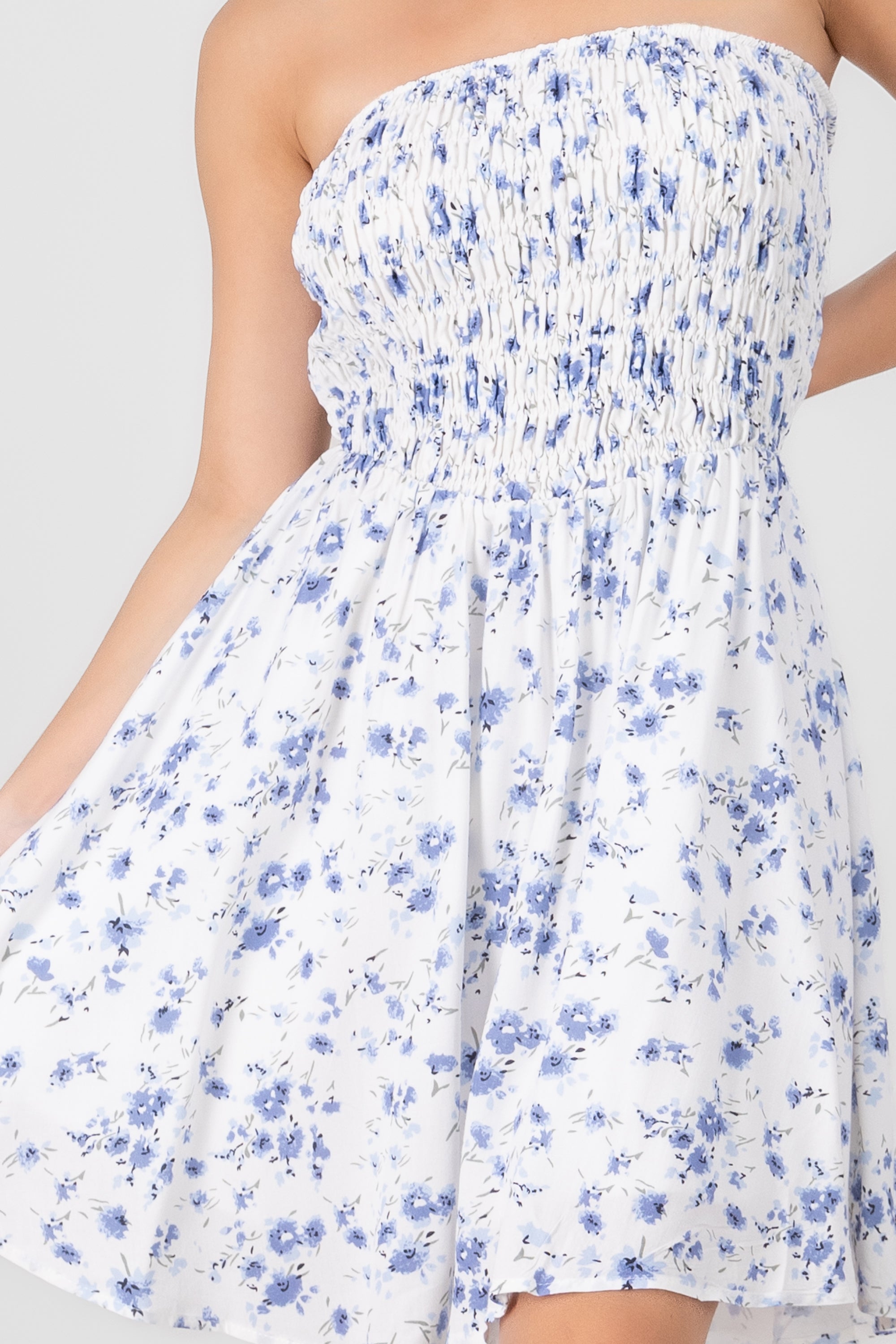 Vestido bandeau estampado flores AZUL COMBO