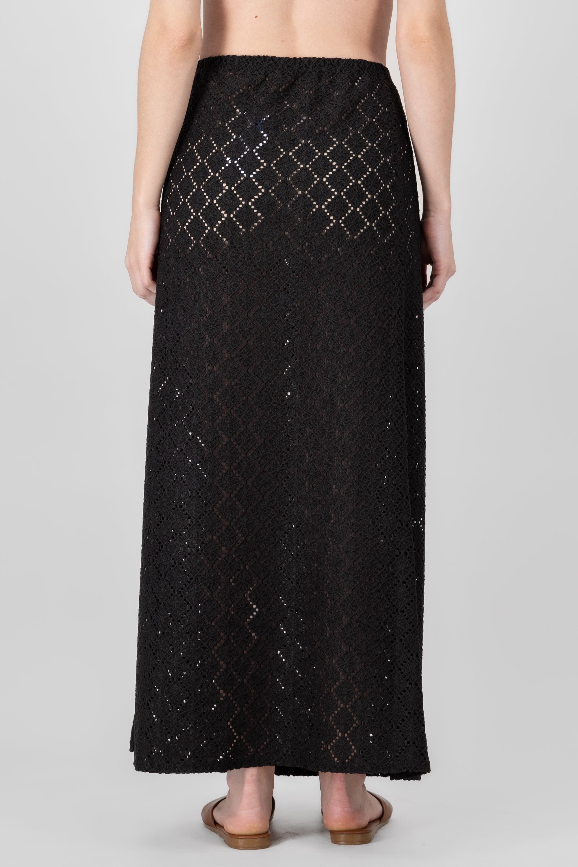 Falda maxi crochet abertura NEGRO