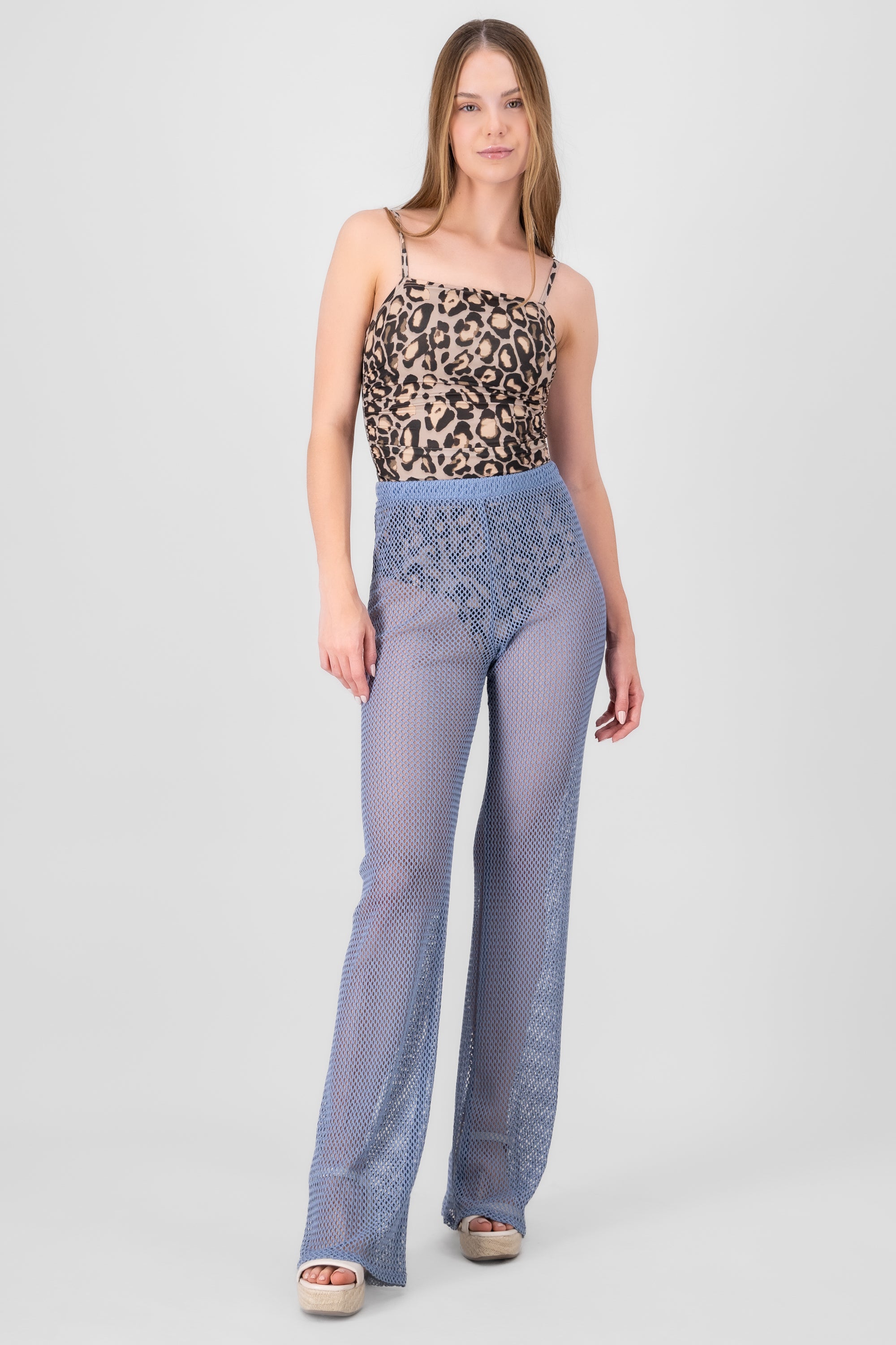 Straight crochet pants BLUE