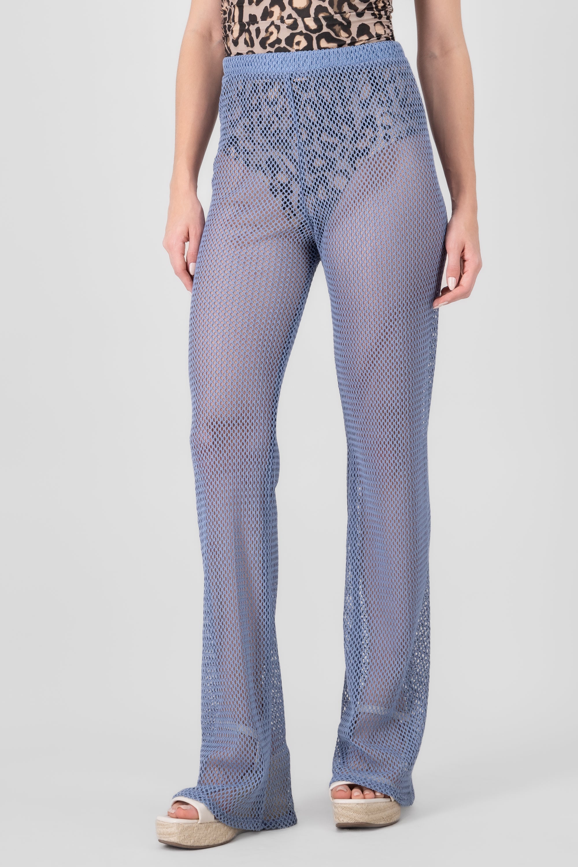 Straight crochet pants BLUE