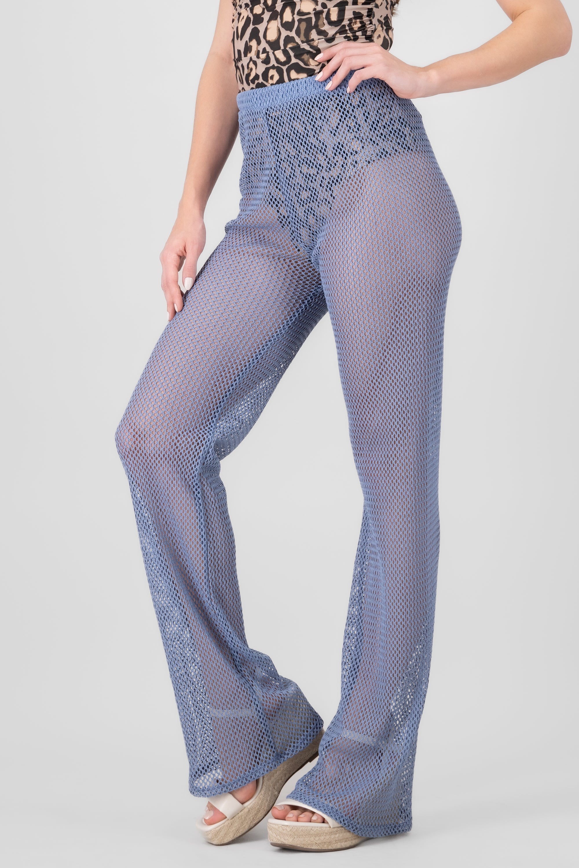 Straight crochet pants BLUE