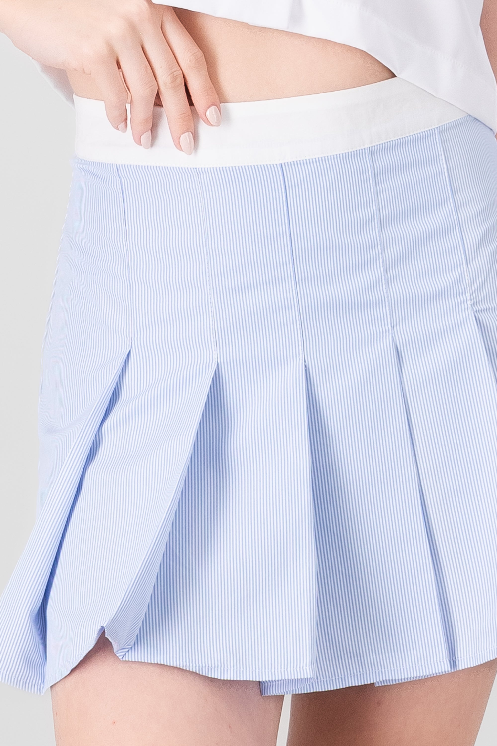 Falda mini tableada rayas contraste AZUL COMBO