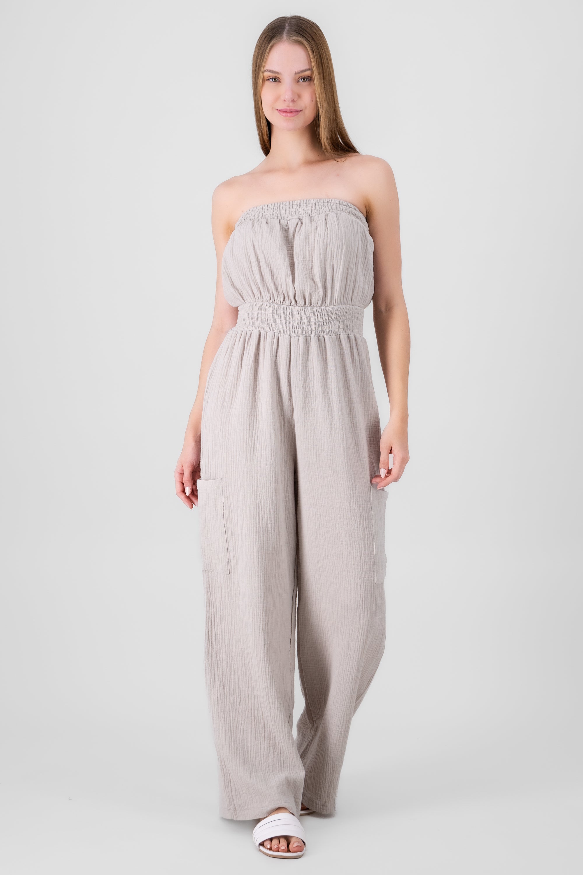 Jumpsuit Bandeau with bags Light gray