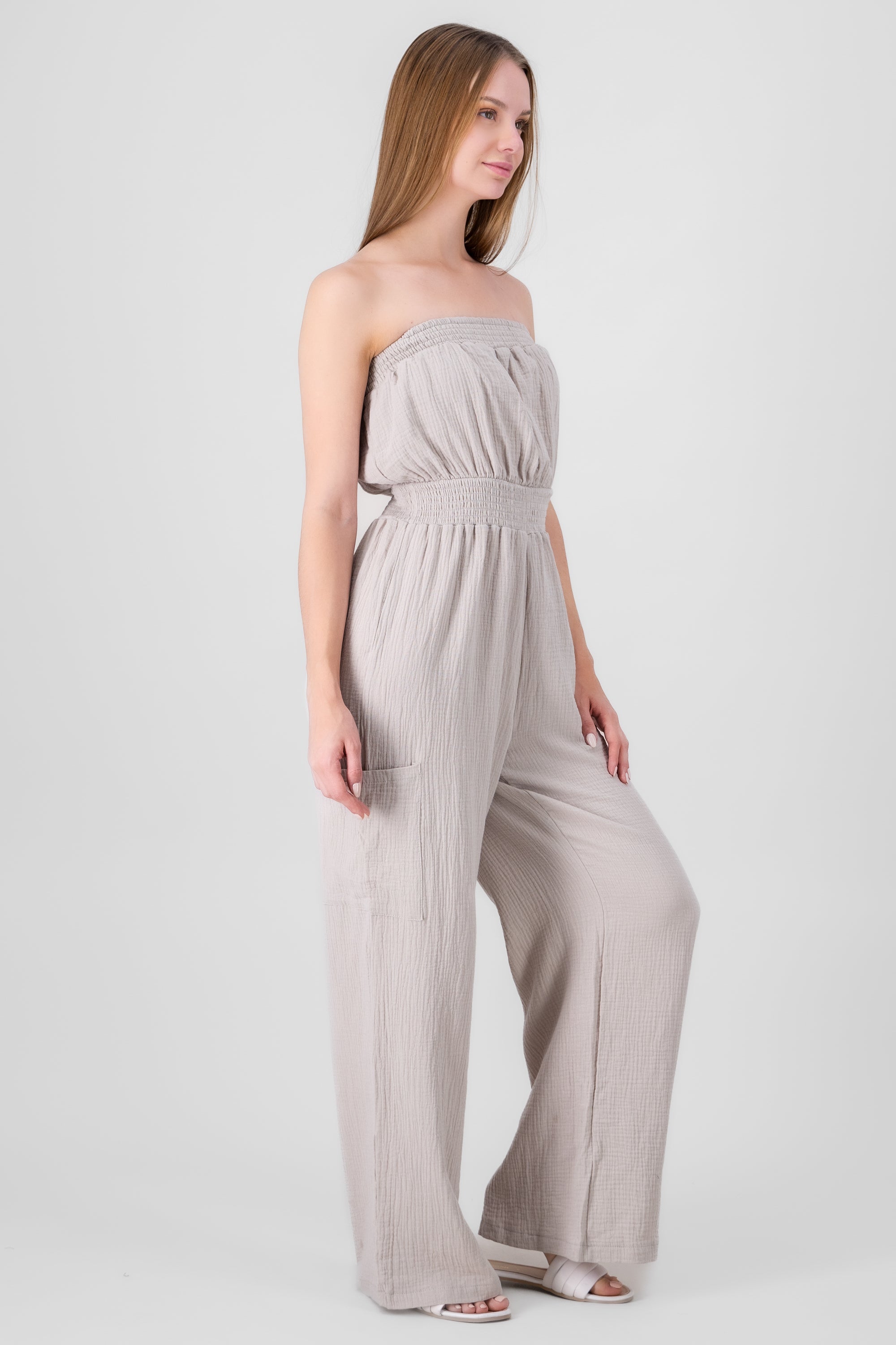 Jumpsuit Bandeau with bags Light gray