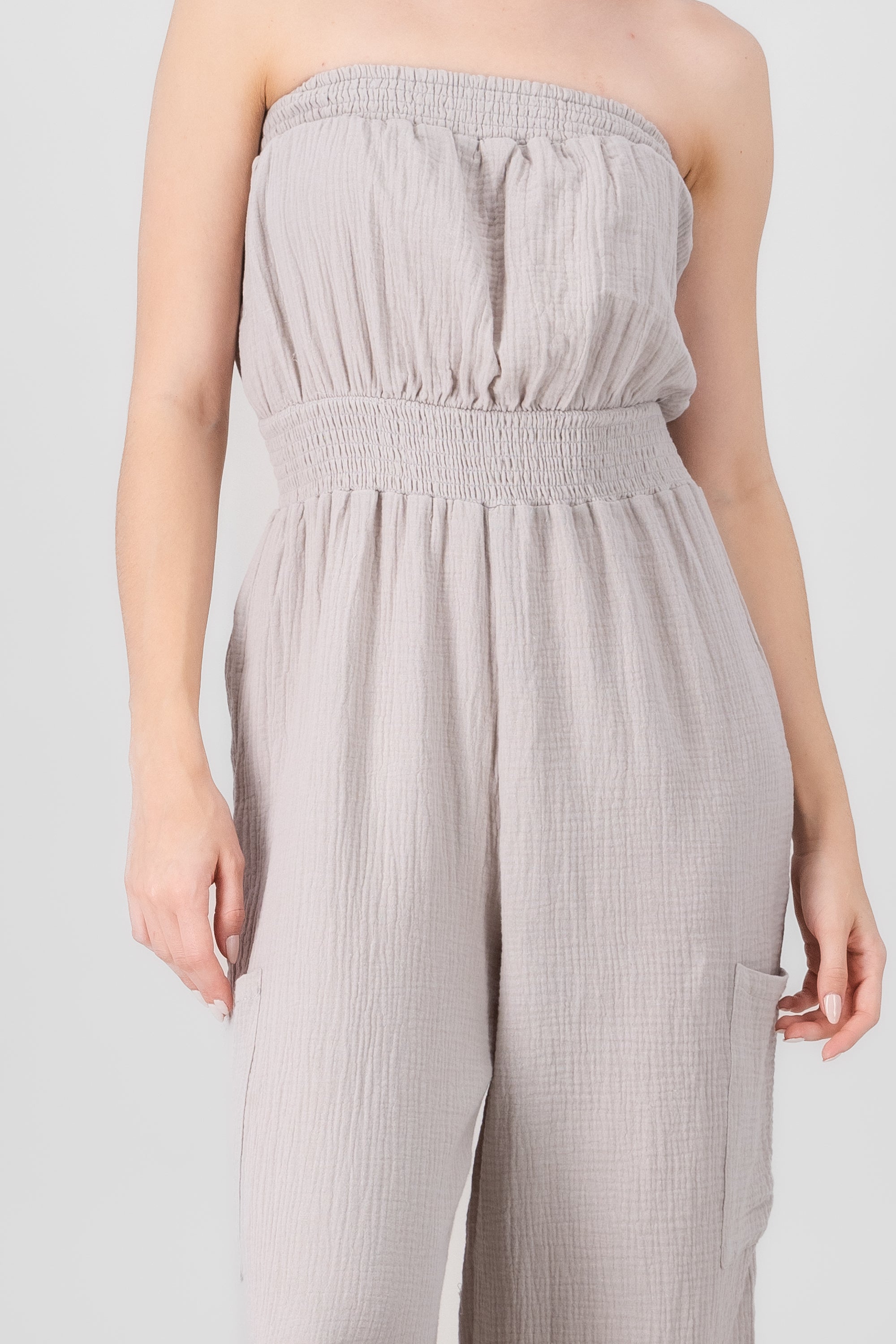 Jumpsuit Bandeau with bags Light gray