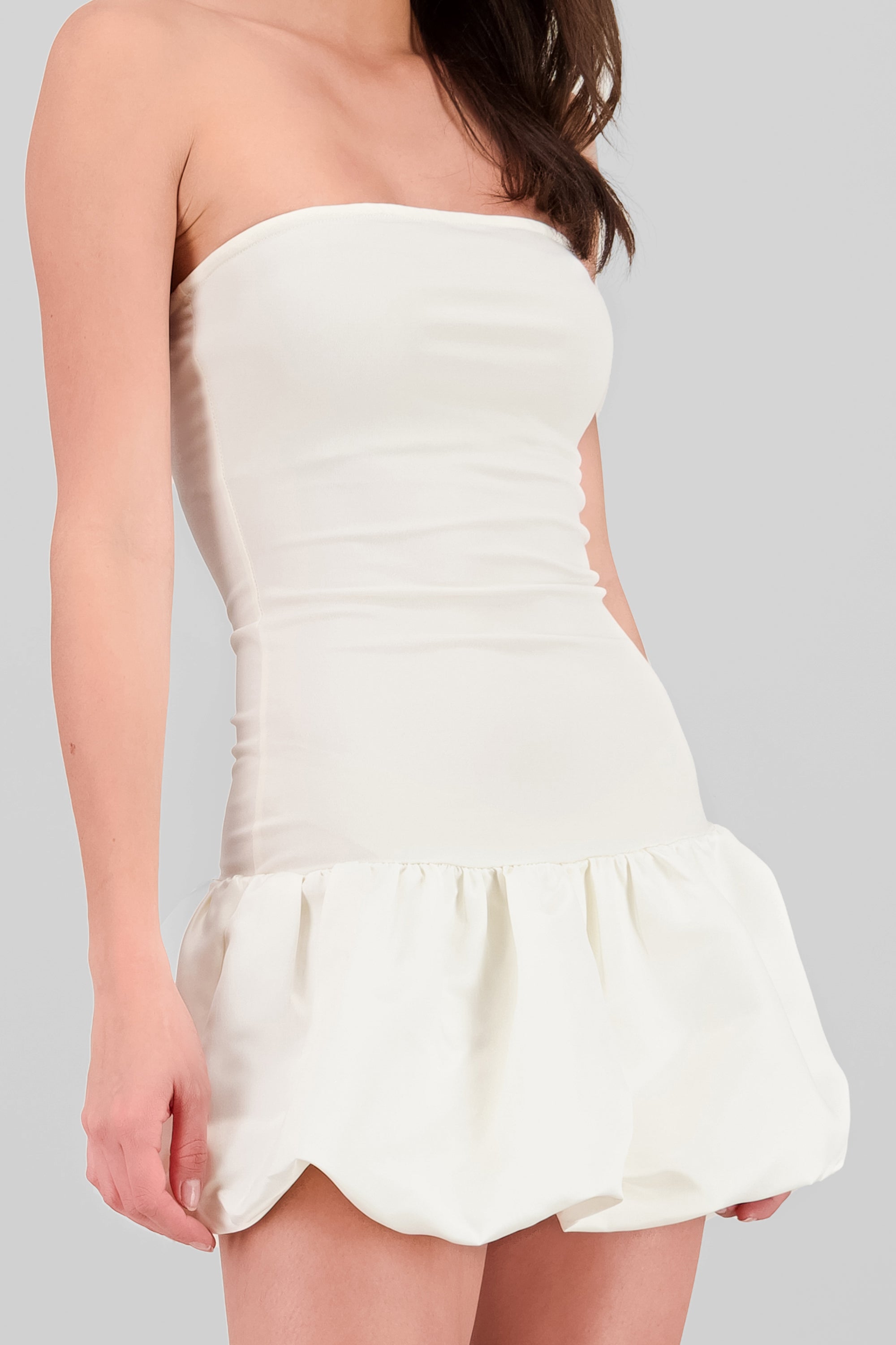 Vestido strapples globo BLANCO