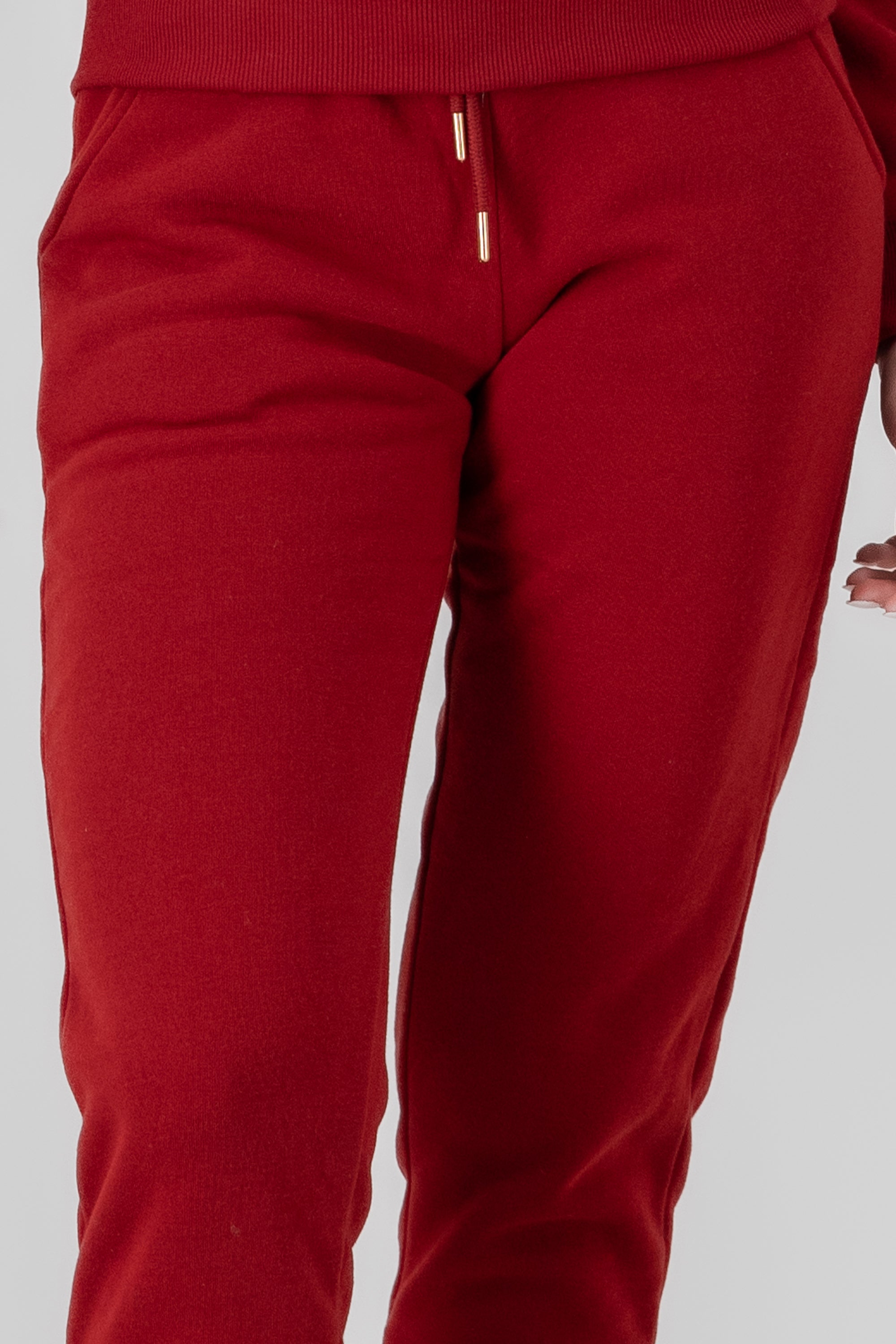 Pantalon felpa con resorte y bolsas Hypsters ROJO QUEMADO