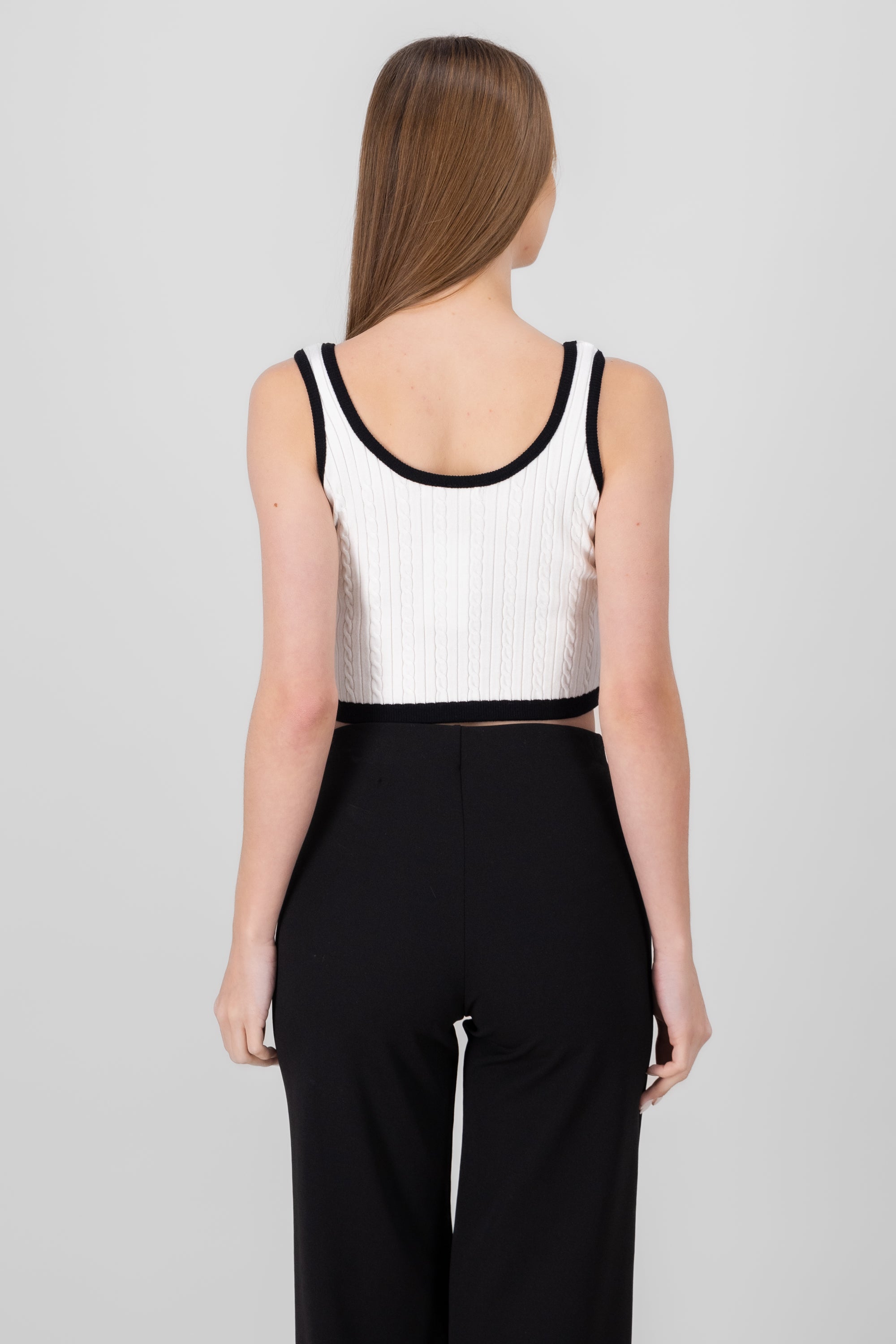 TOP CROP CONTRAST FABRIC White Combo
