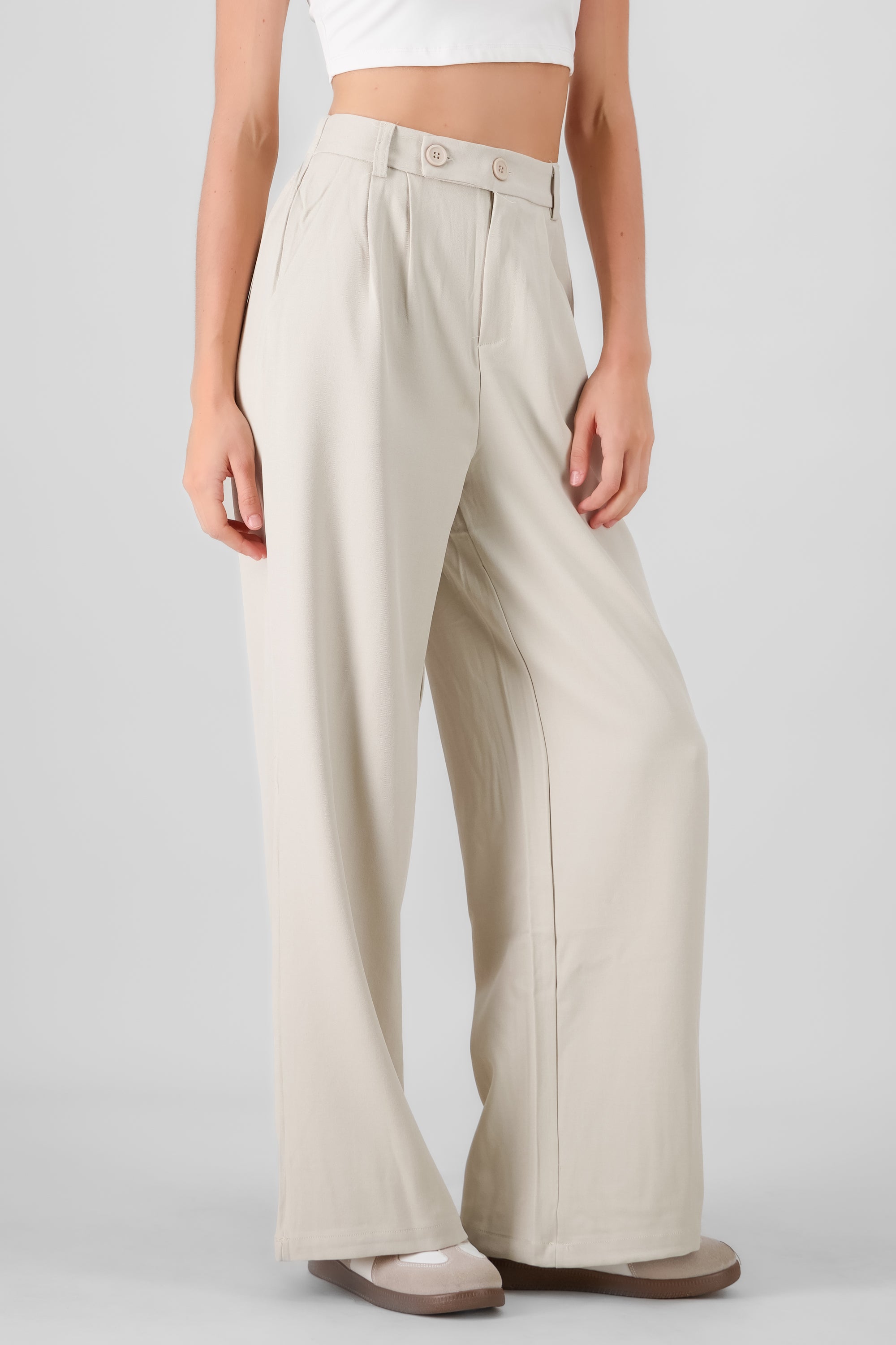 Pantalon sastre detalle boton con pinzas Hypsters BEIGE