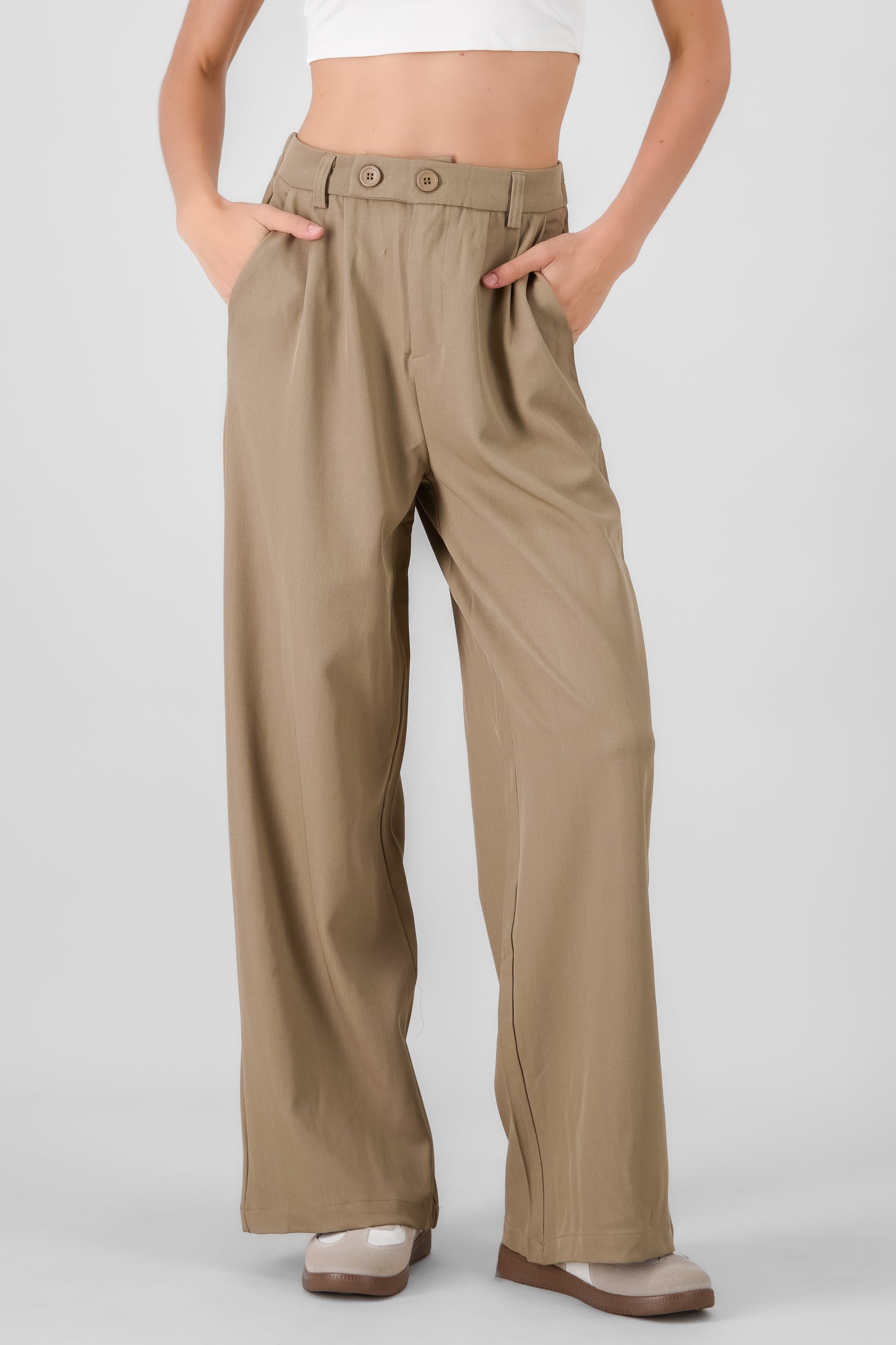 Pantalon sastre detalle boton con pinzas Hypsters KHAKI