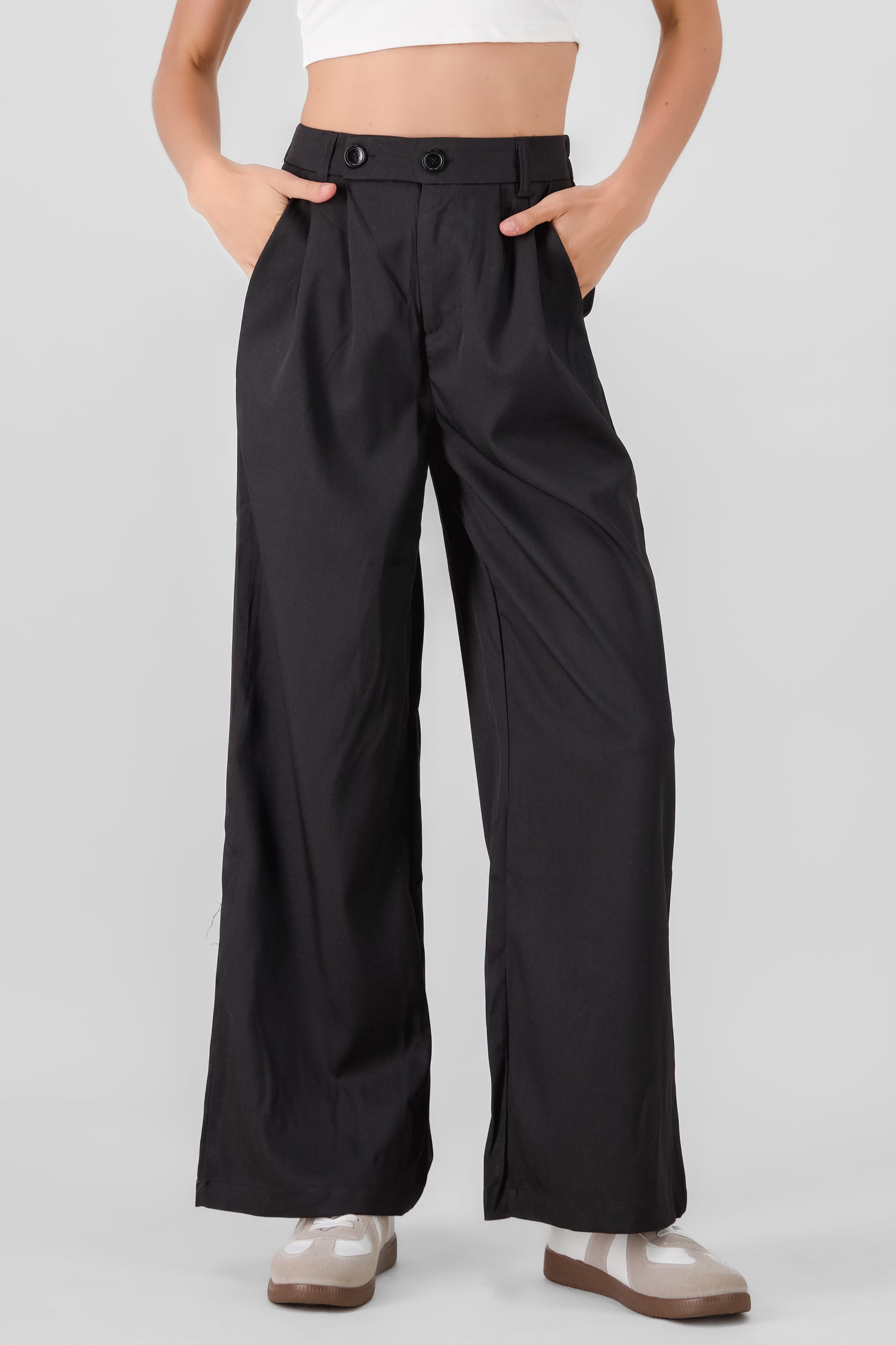 Pantalon sastre detalle boton con pinzas Hypsters NEGRO