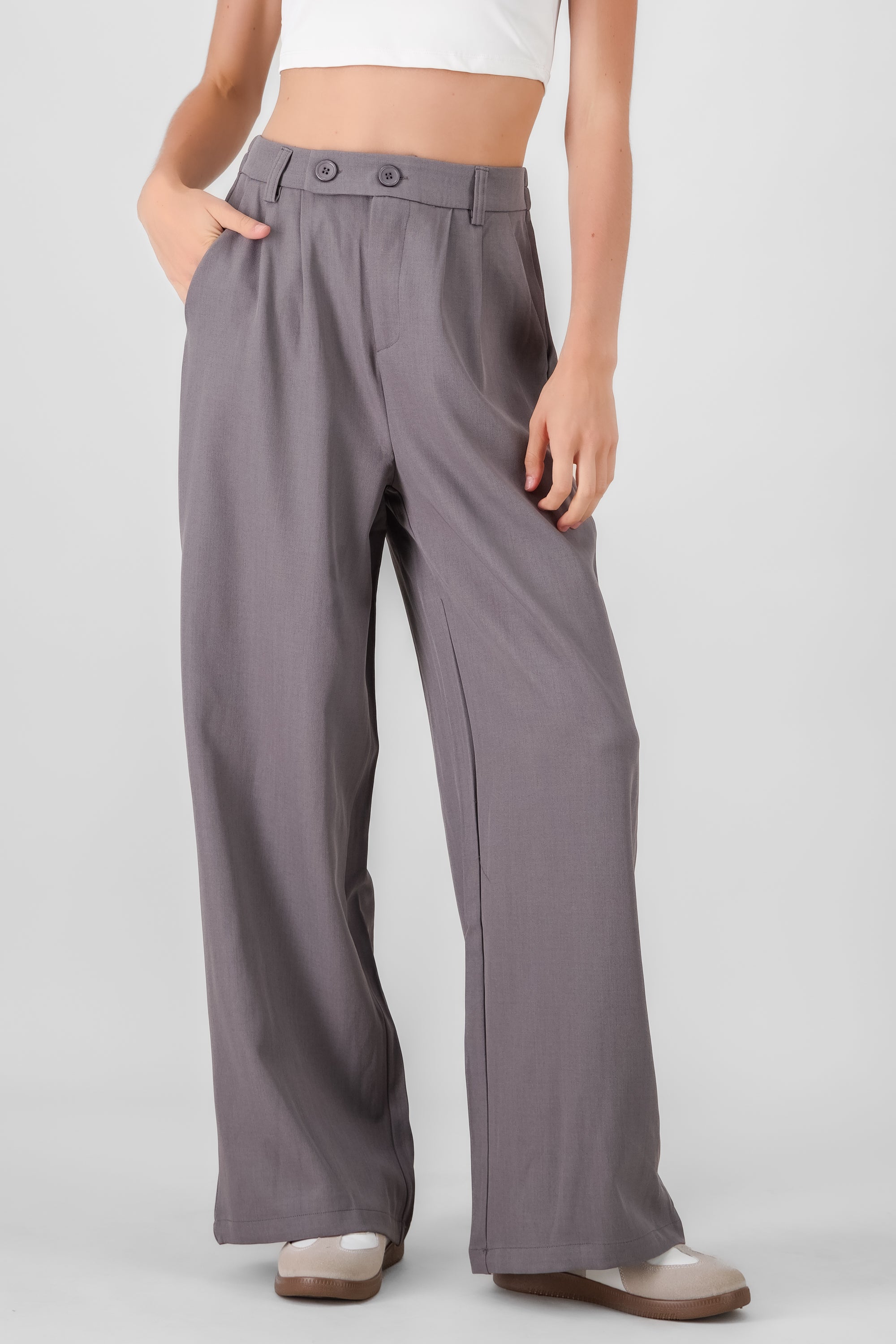 Pantalon sastre detalle boton con pinzas Hypsters GRIS