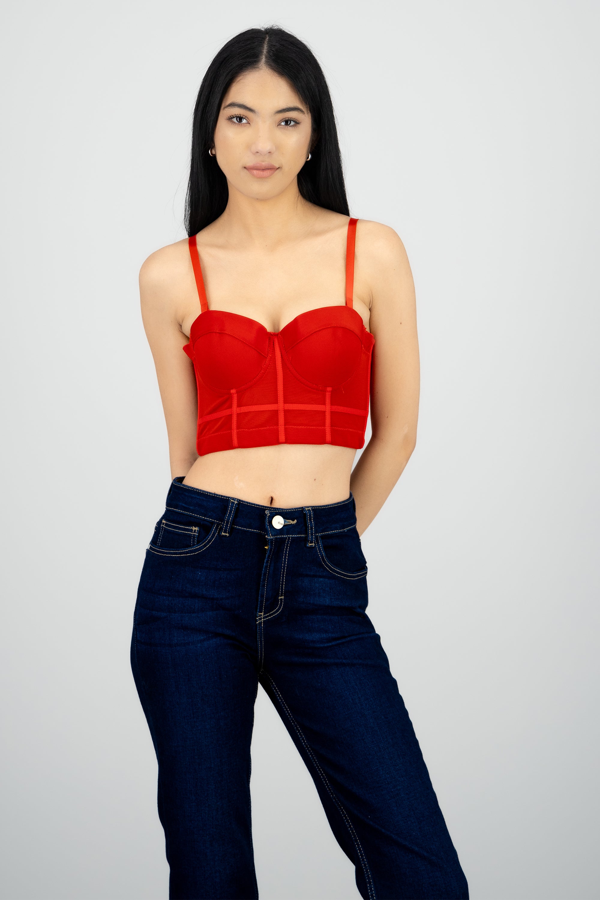 Top corset detalle copas ROJO CEREZA