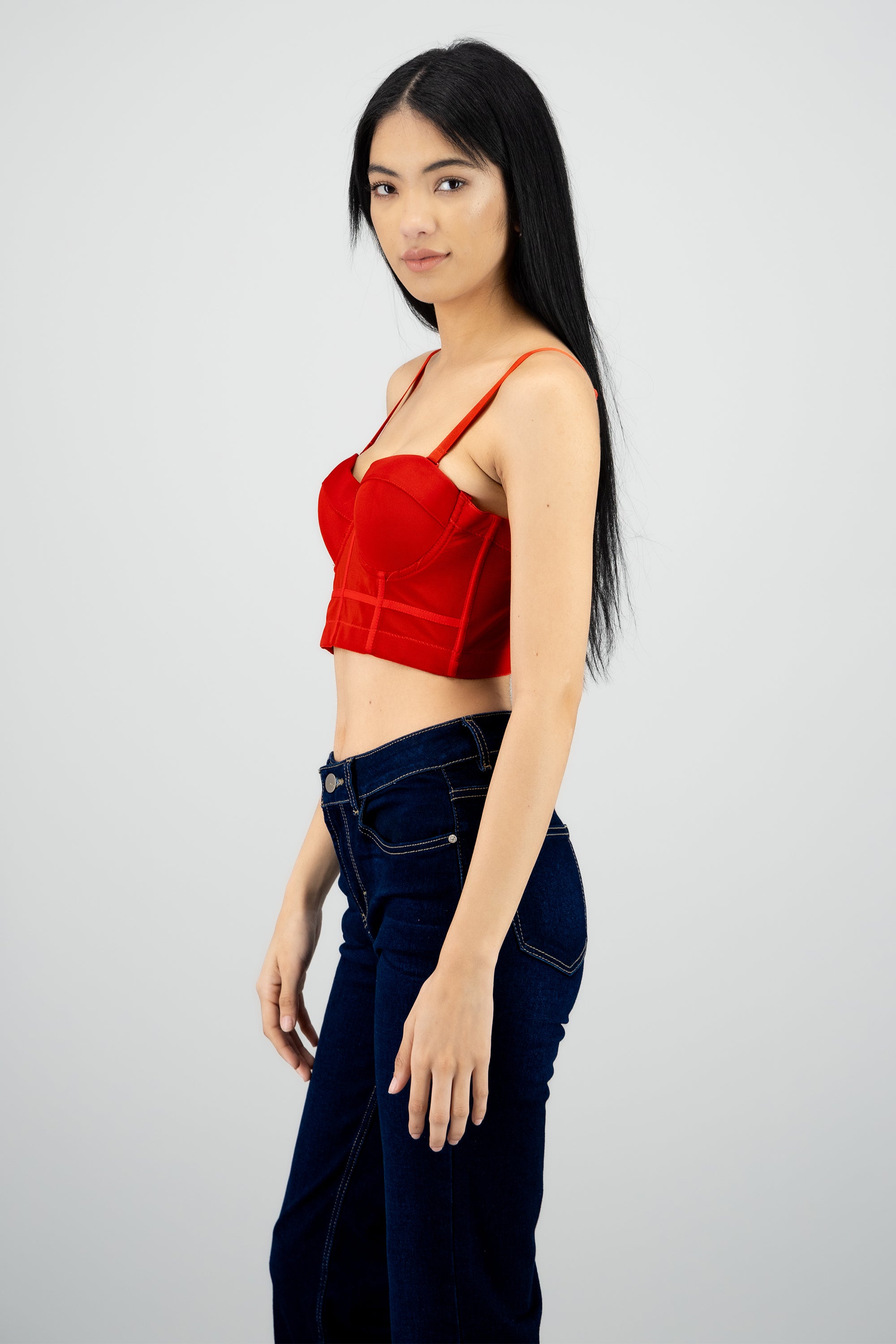 Top corset detalle copas ROJO CEREZA