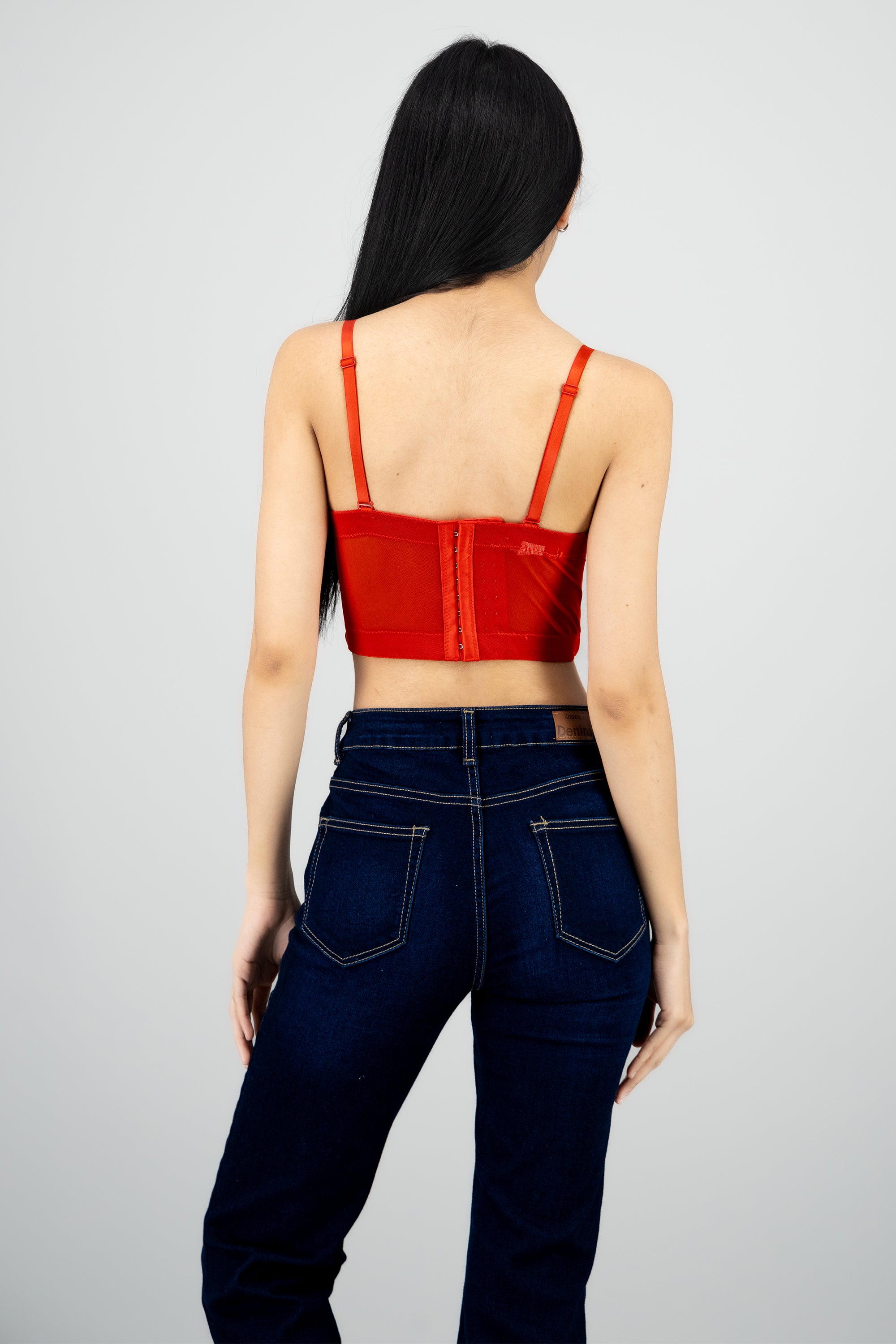 Top corset detalle copas ROJO CEREZA