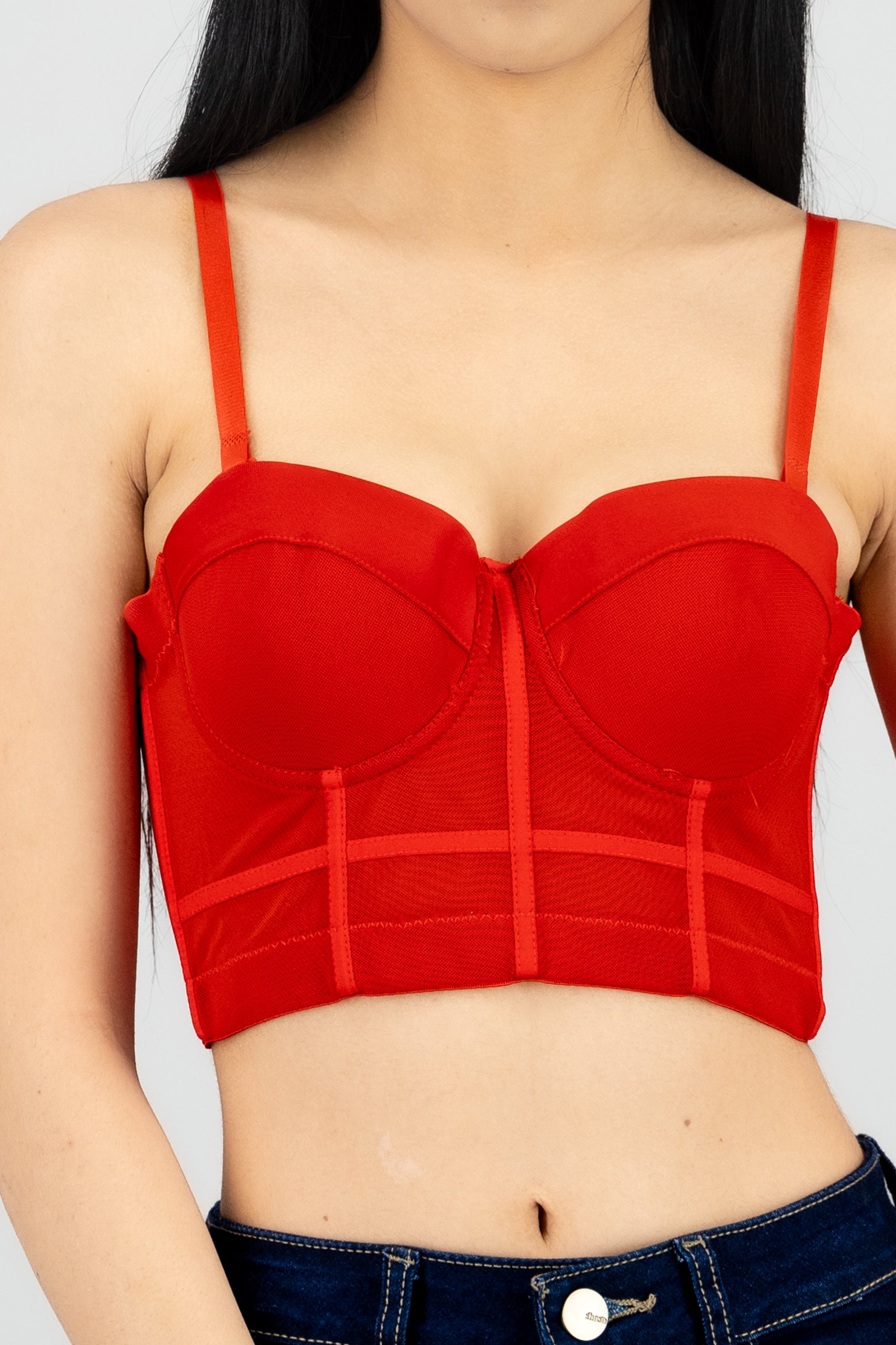 Top corset detalle copas ROJO CEREZA