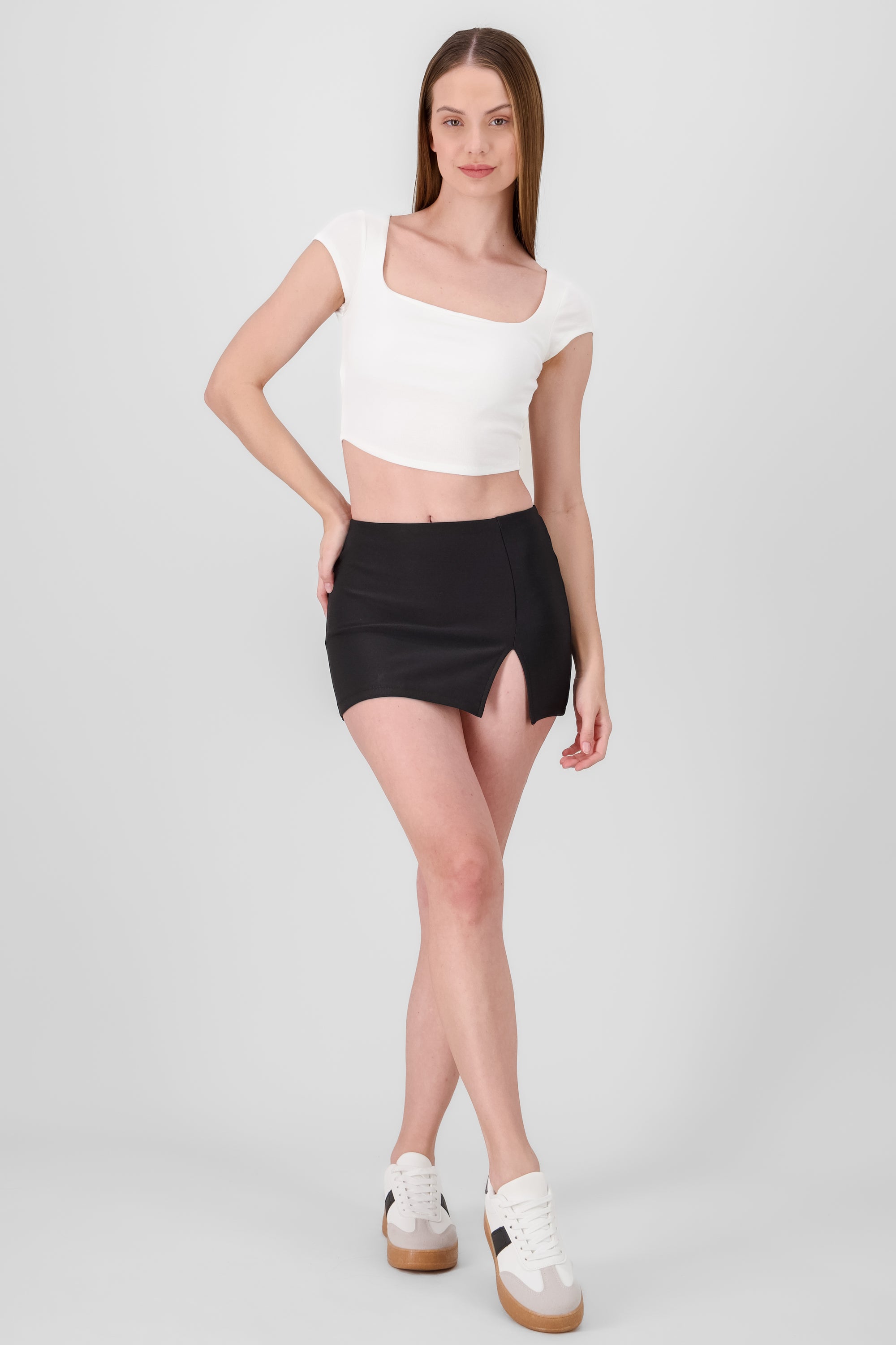 Mini skirt opening with lining BLACK