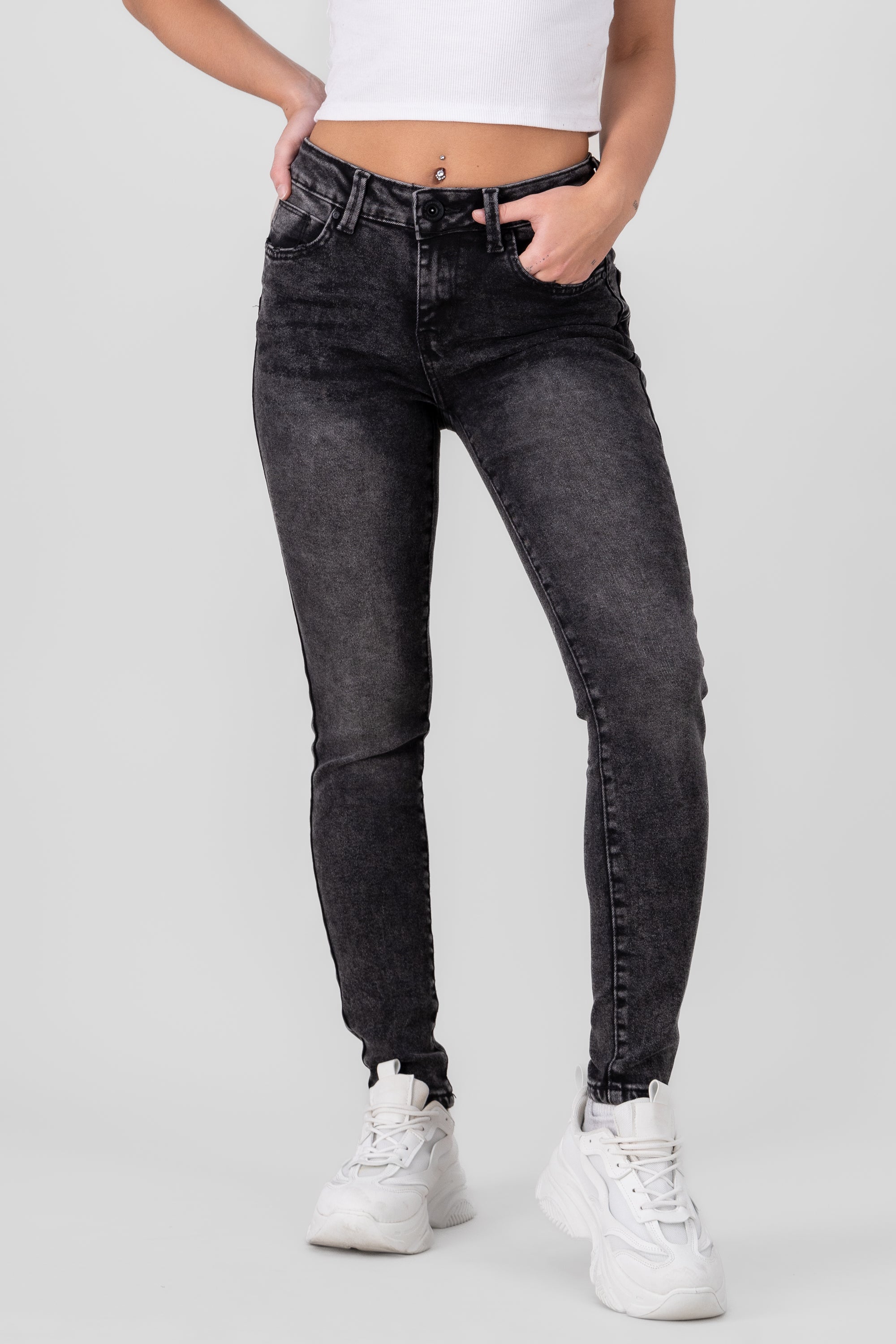 Jeans Skinny Slim Contrast BLACK