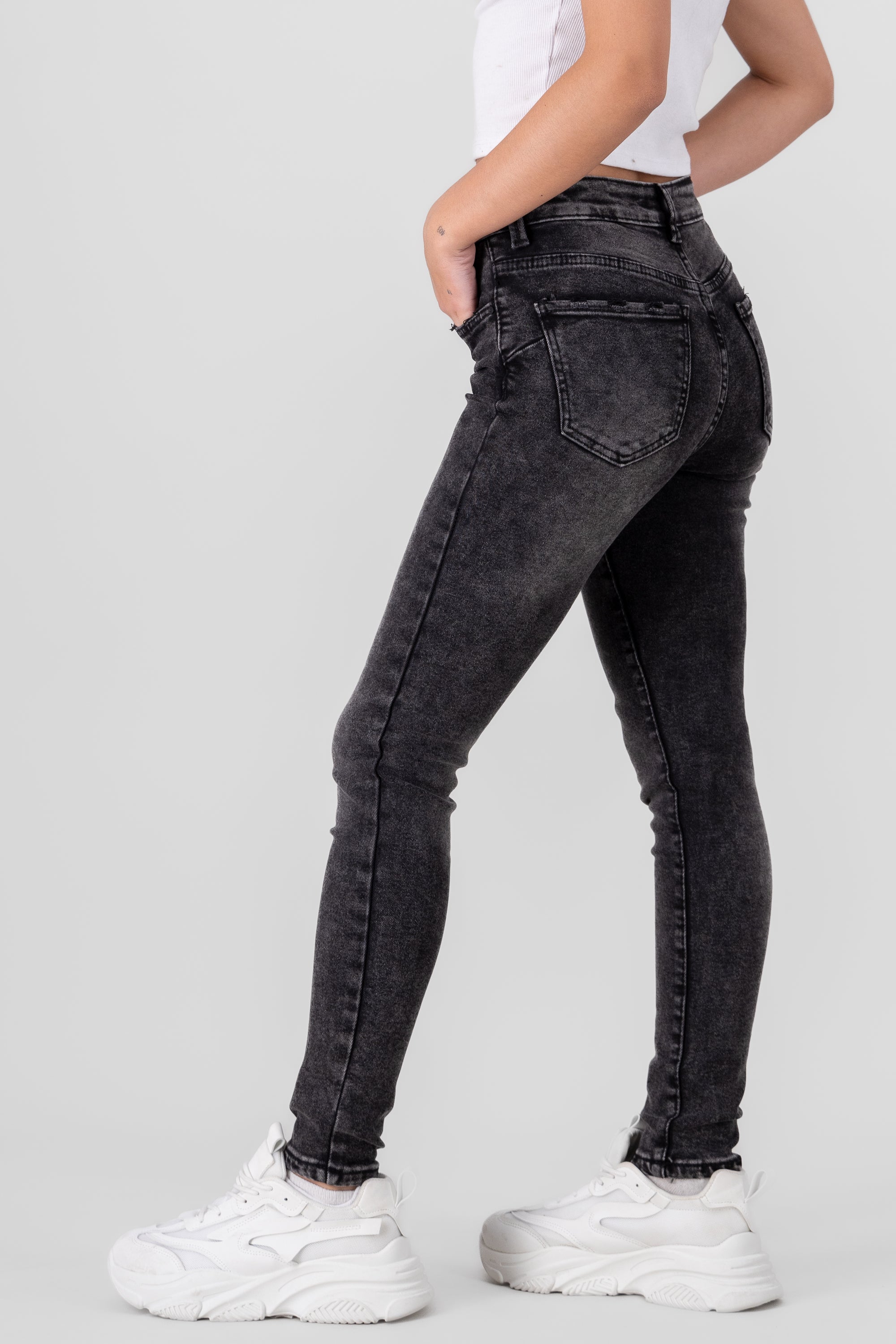 Jeans Skinny Slim Contrast BLACK