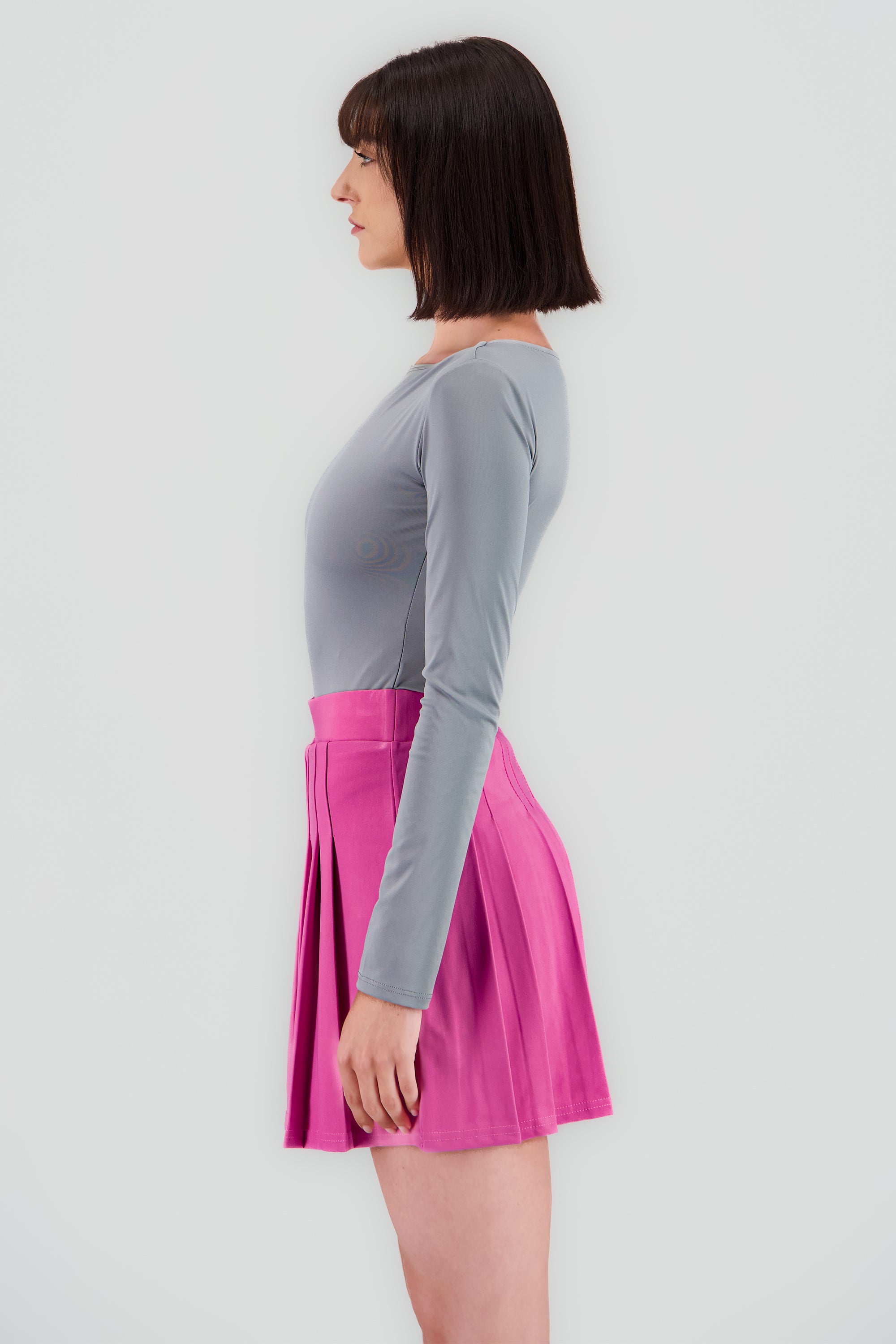 Body manga larga doble tela cuello barco GRIS