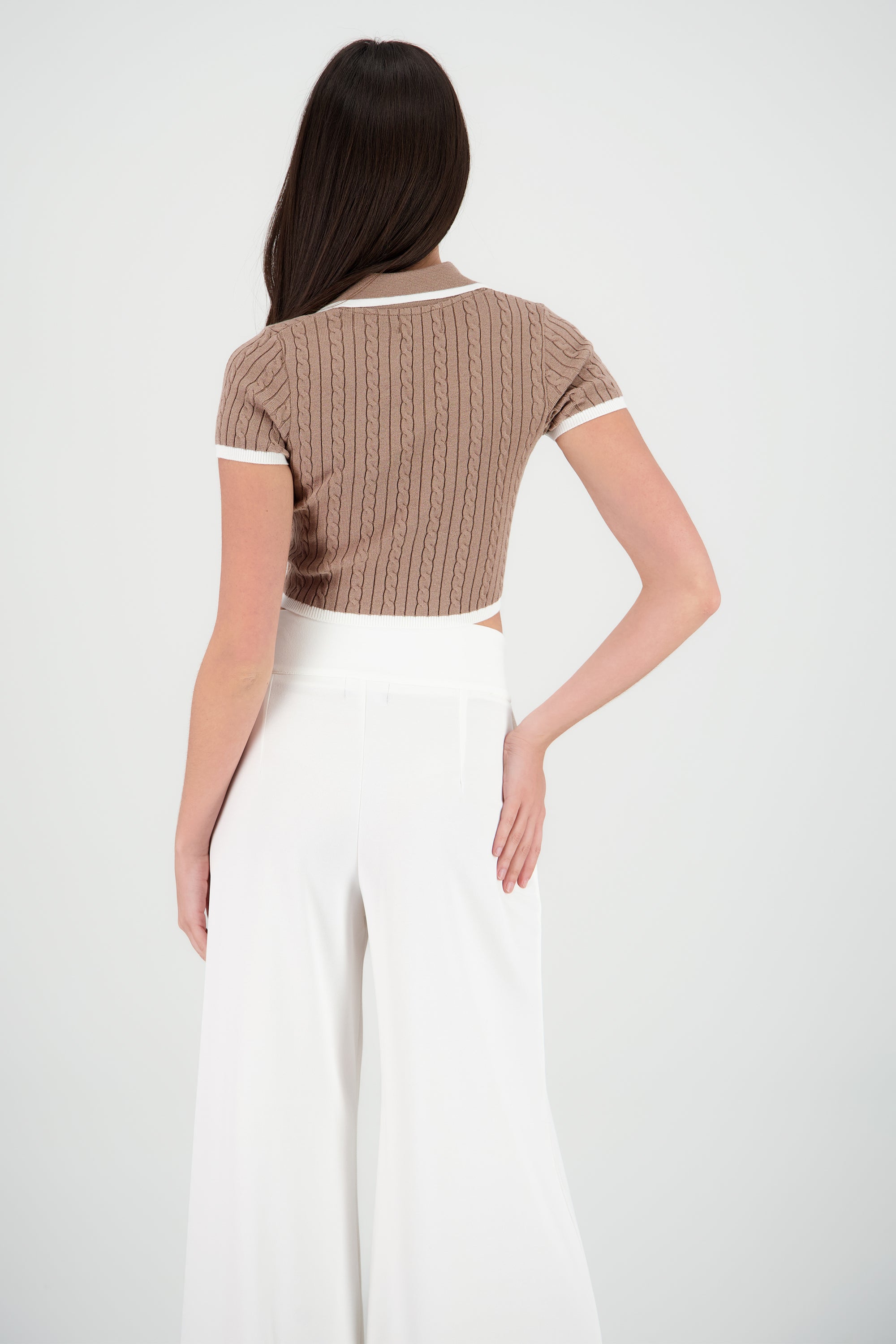 Top cuello polo cadena TAUPE
