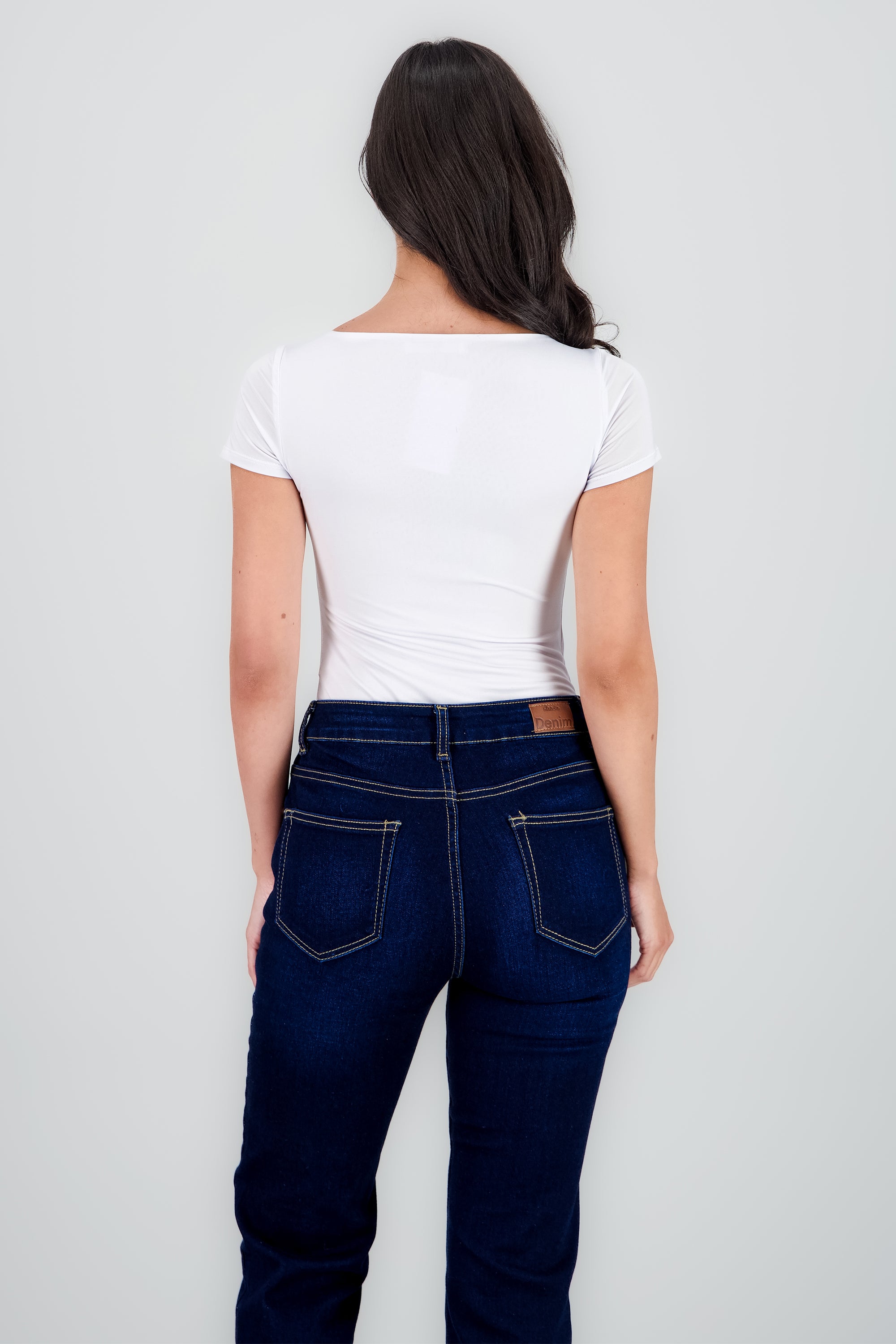 Body manga corta escote cuadrado BLANCO