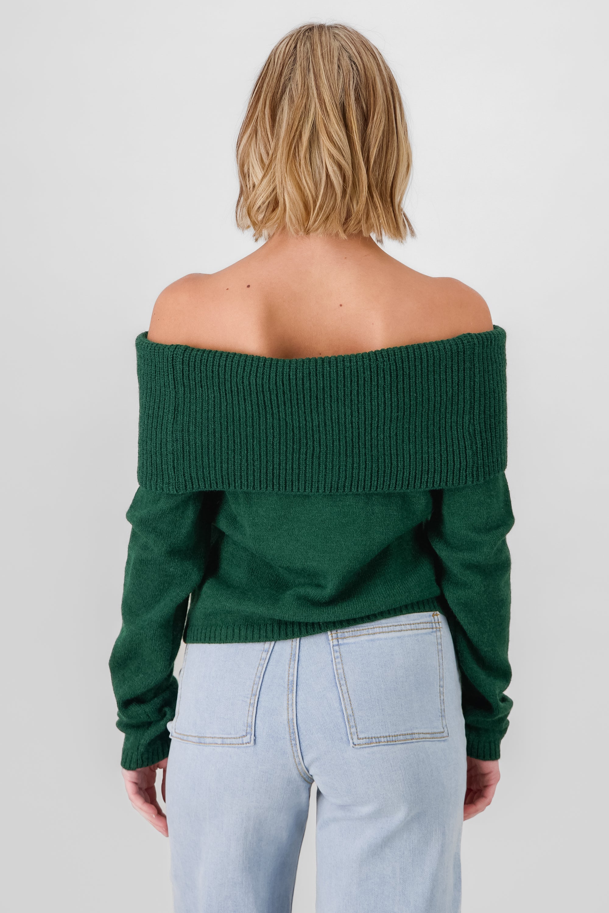 Nueter Off Shoulder Smooth fabric Green hunter