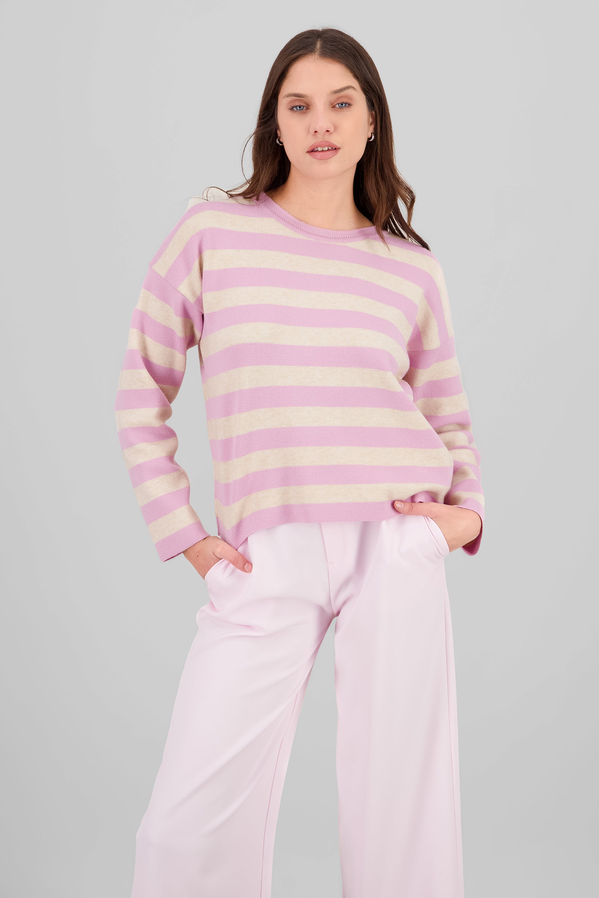 Sueter rayas tacto suave ROSA COMBO