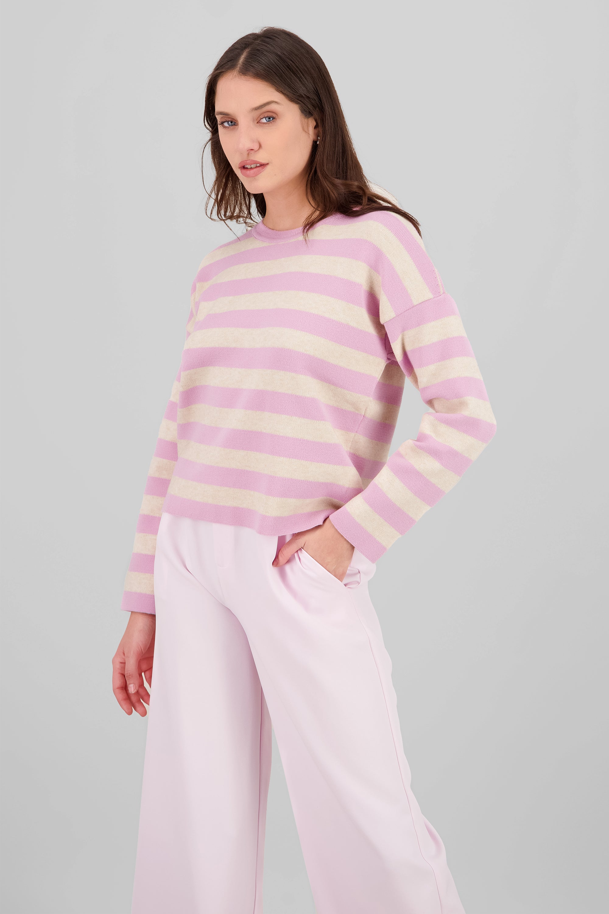 Sueter rayas tacto suave ROSA COMBO