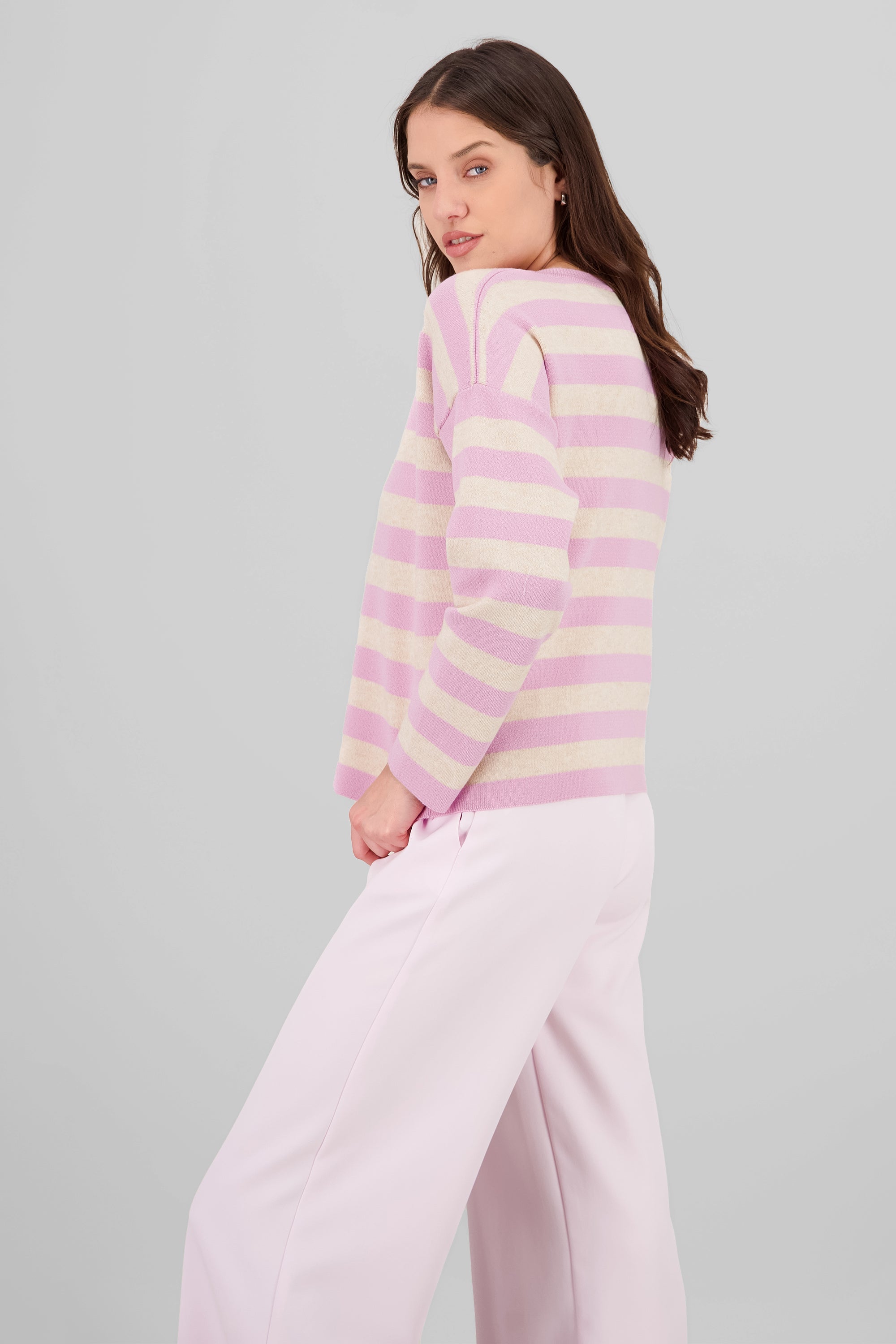 Sueter rayas tacto suave ROSA COMBO