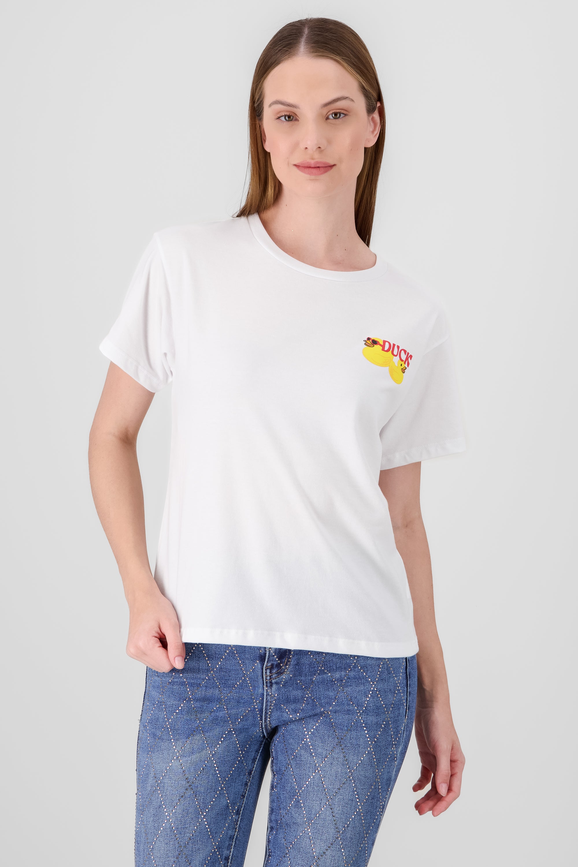 Playera oversized estampado patos BLANCO