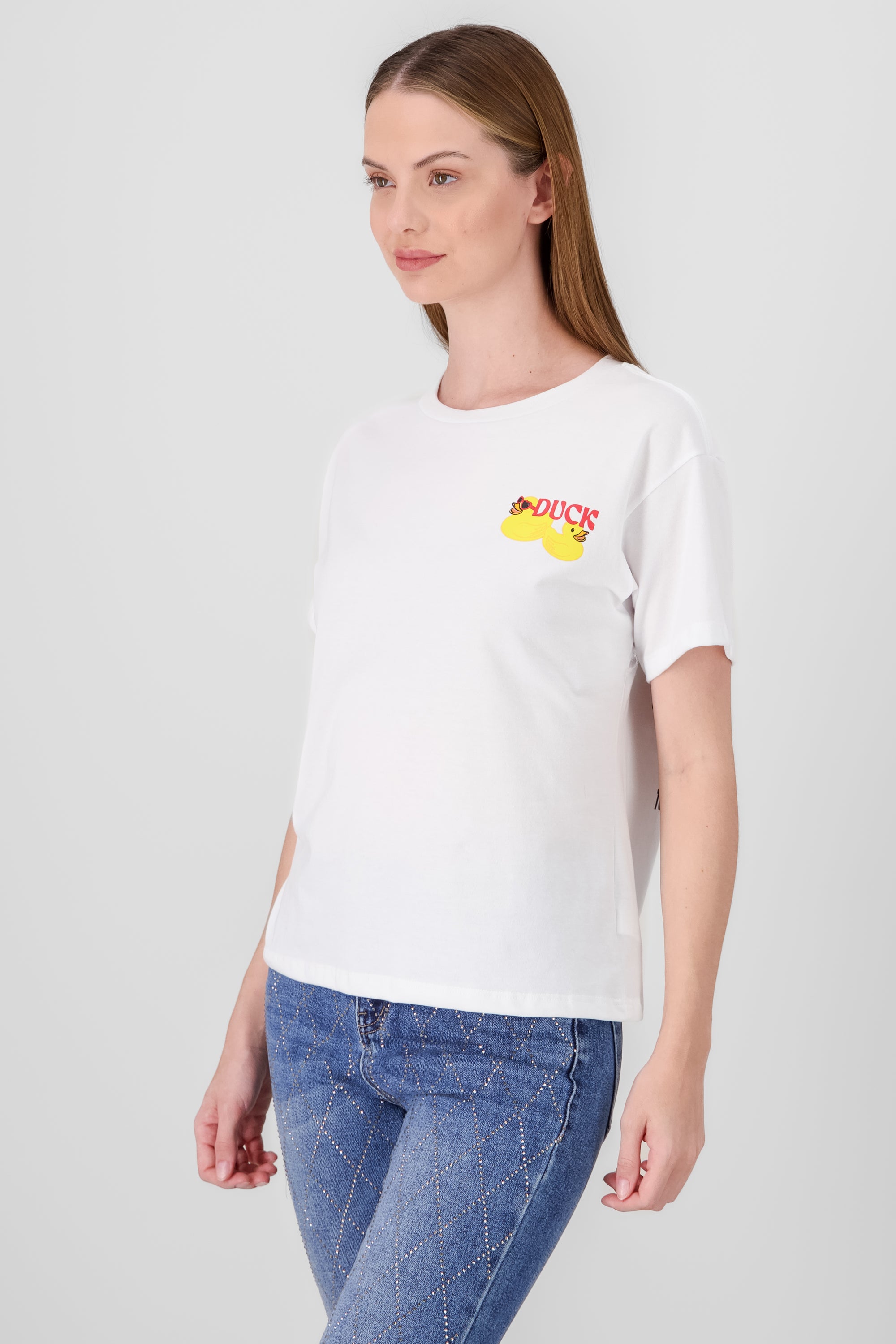 Playera oversized estampado patos BLANCO