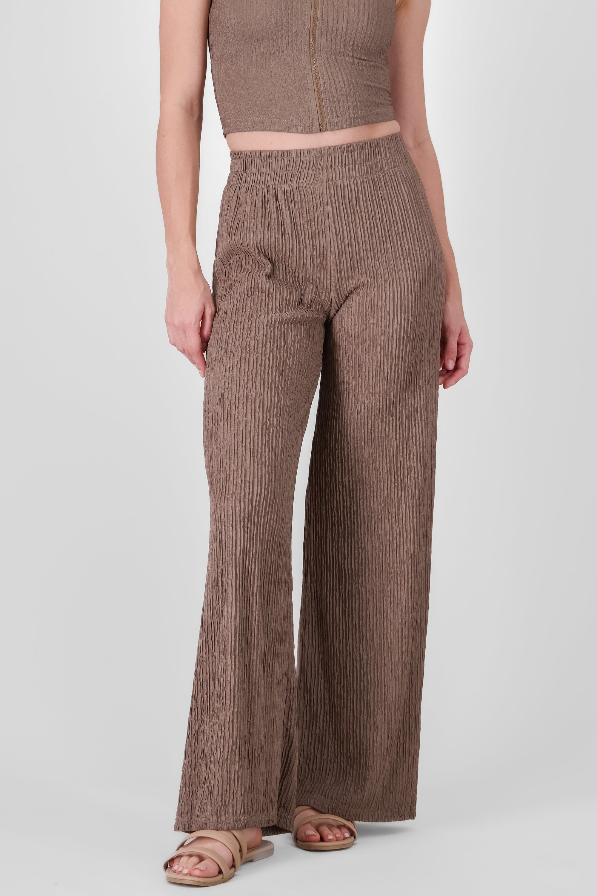 Pantalon textura resorte GREIGE