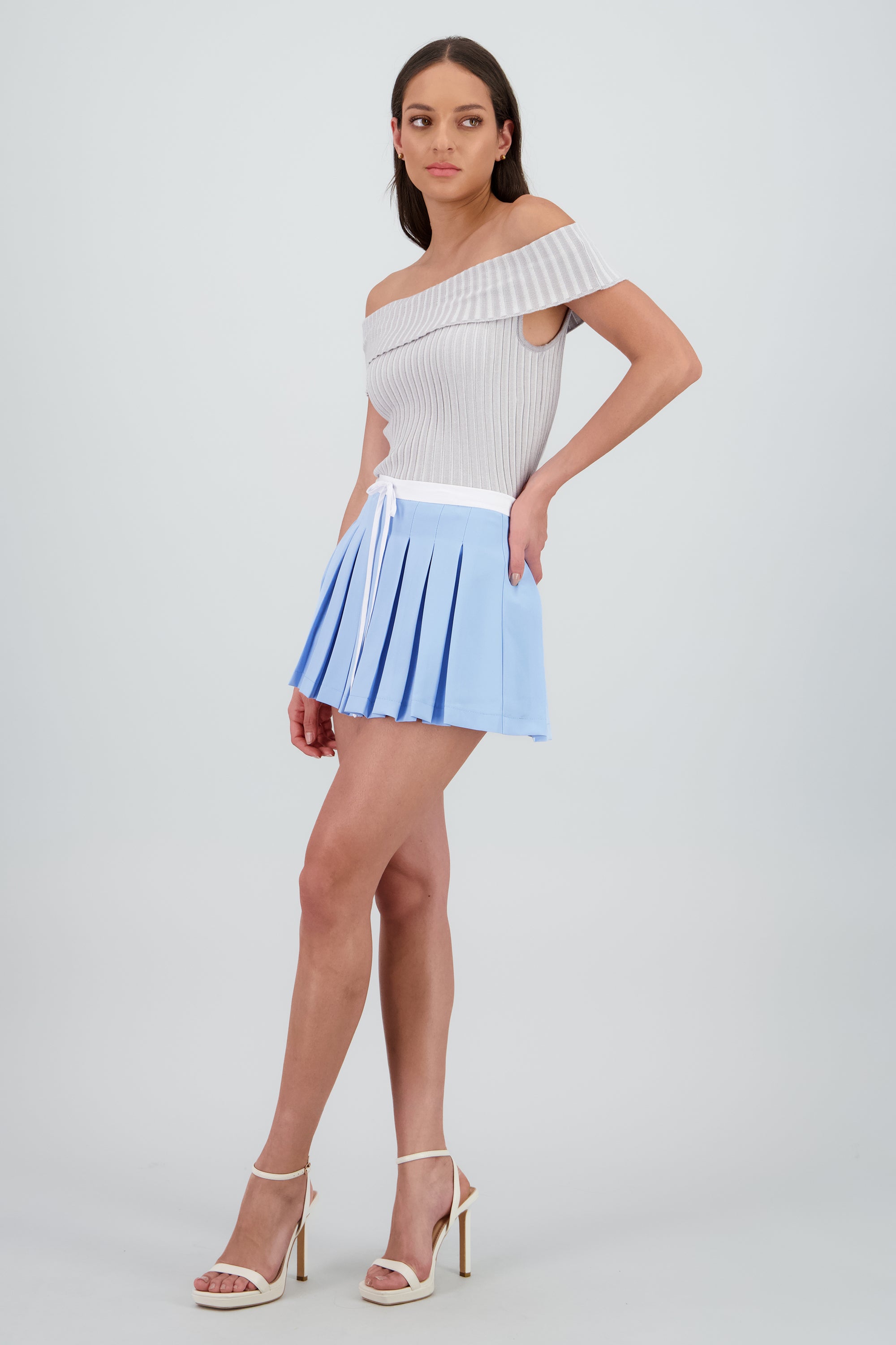 Falda tableada con pretina popelina Hypsters AZUL CIELO