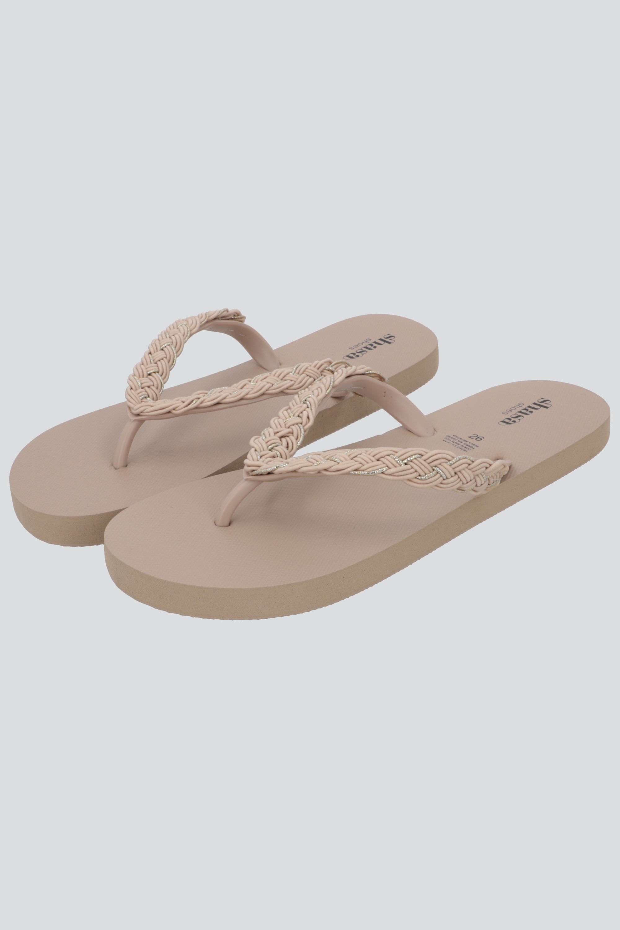 Flip Flop Chinela Brillos Tejido TAUPE
