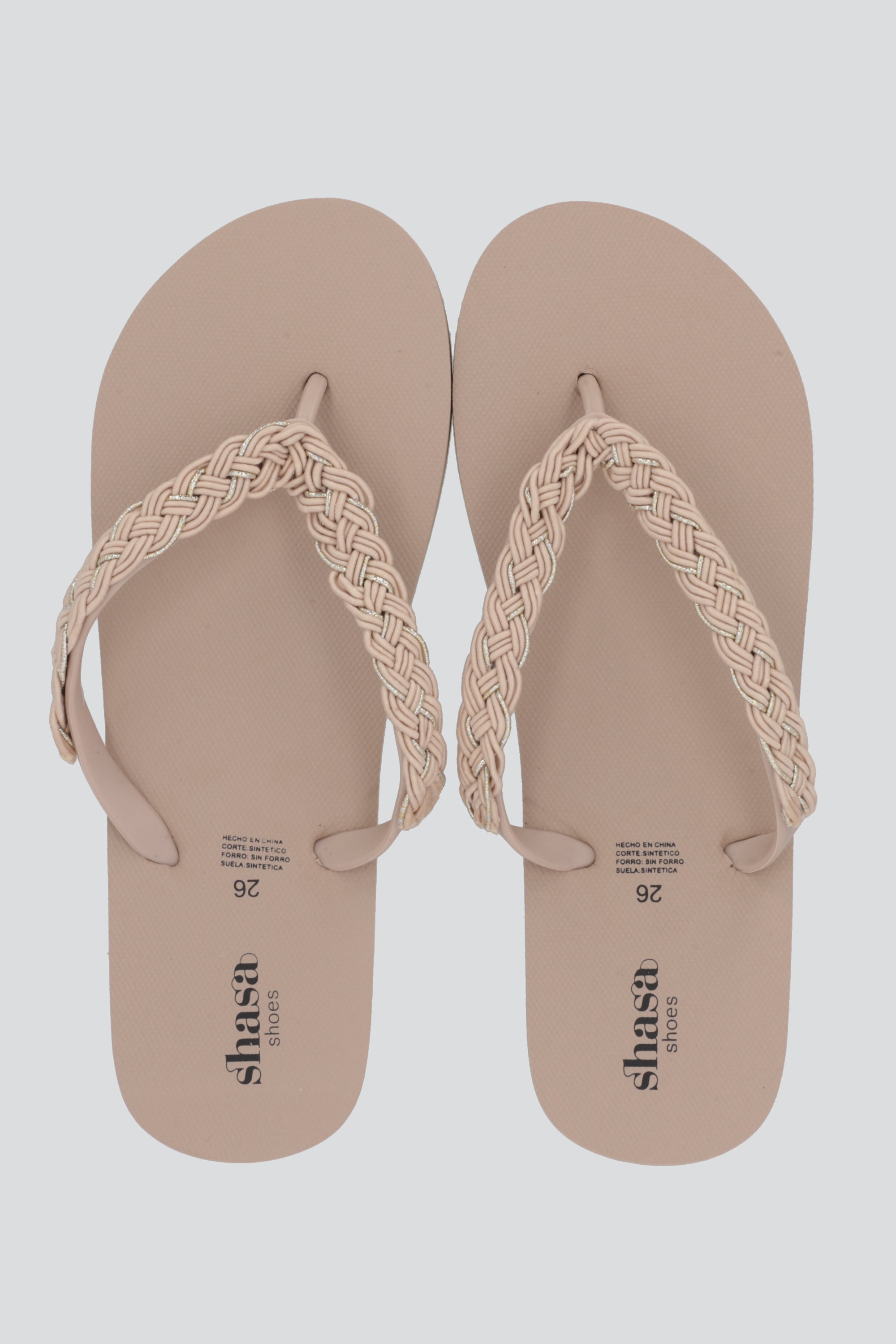 Flip Flop Chinela Brillos Tejido TAUPE