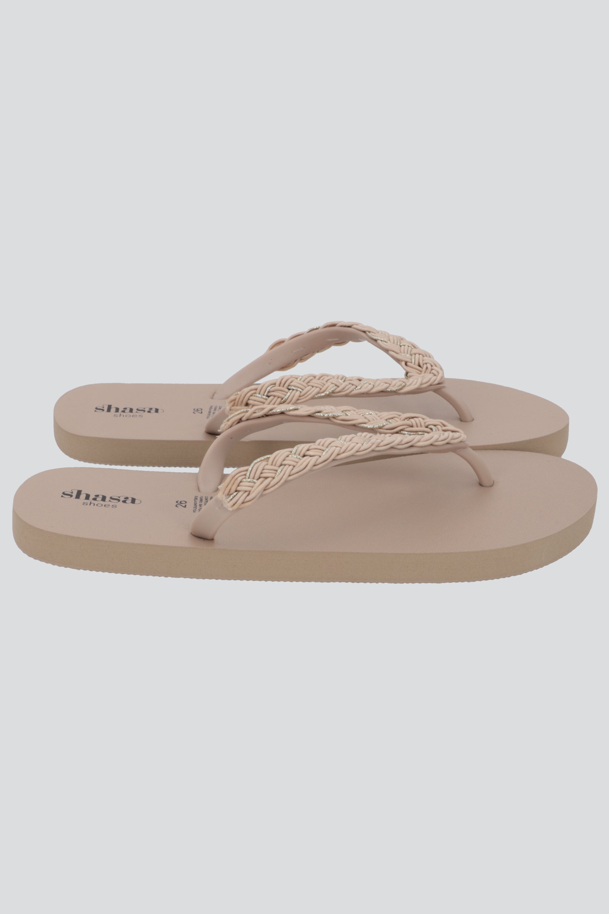 Flip Flop Chinela Brillos Tejido TAUPE