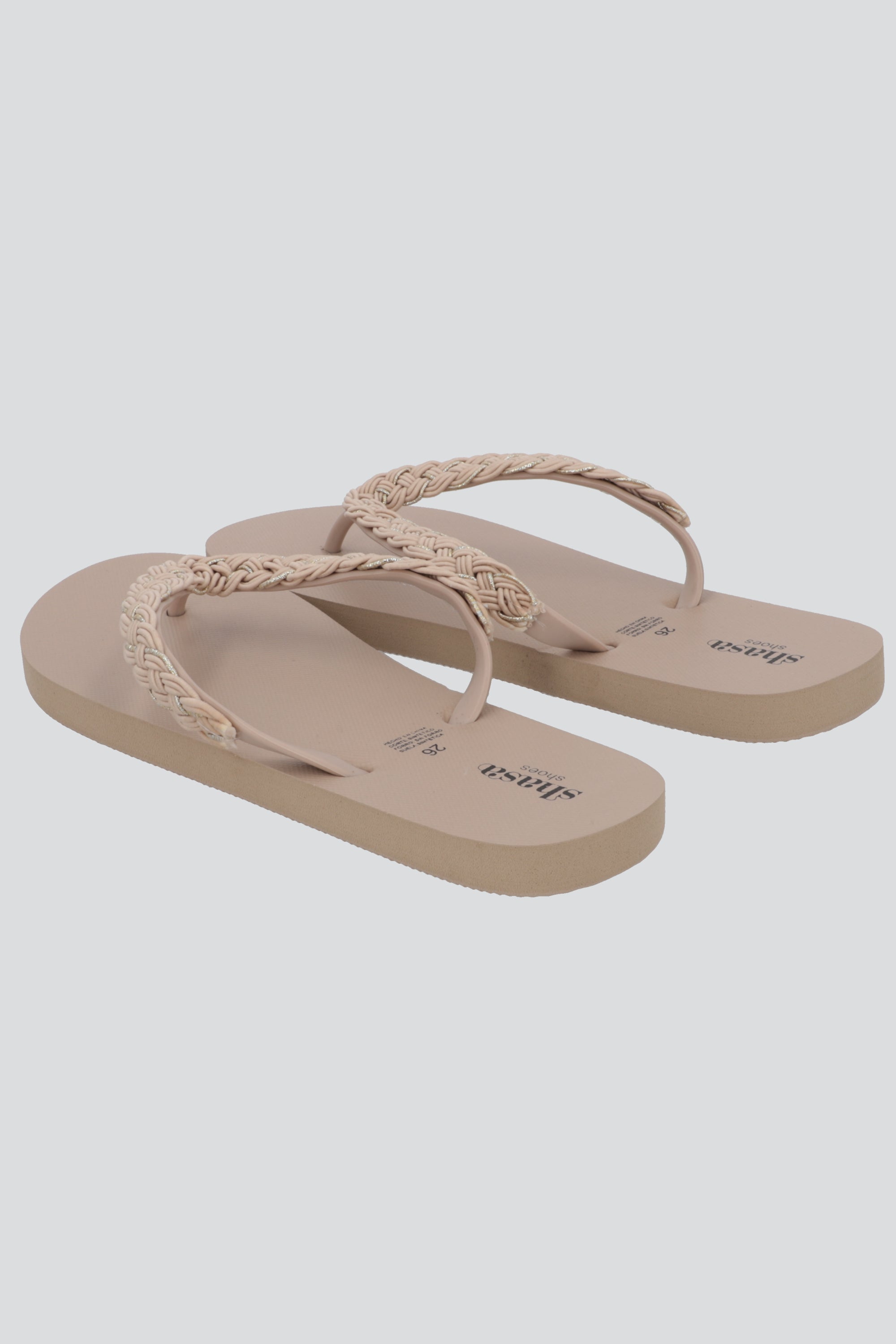 Flip Flop Chinela Brillos Tejido TAUPE