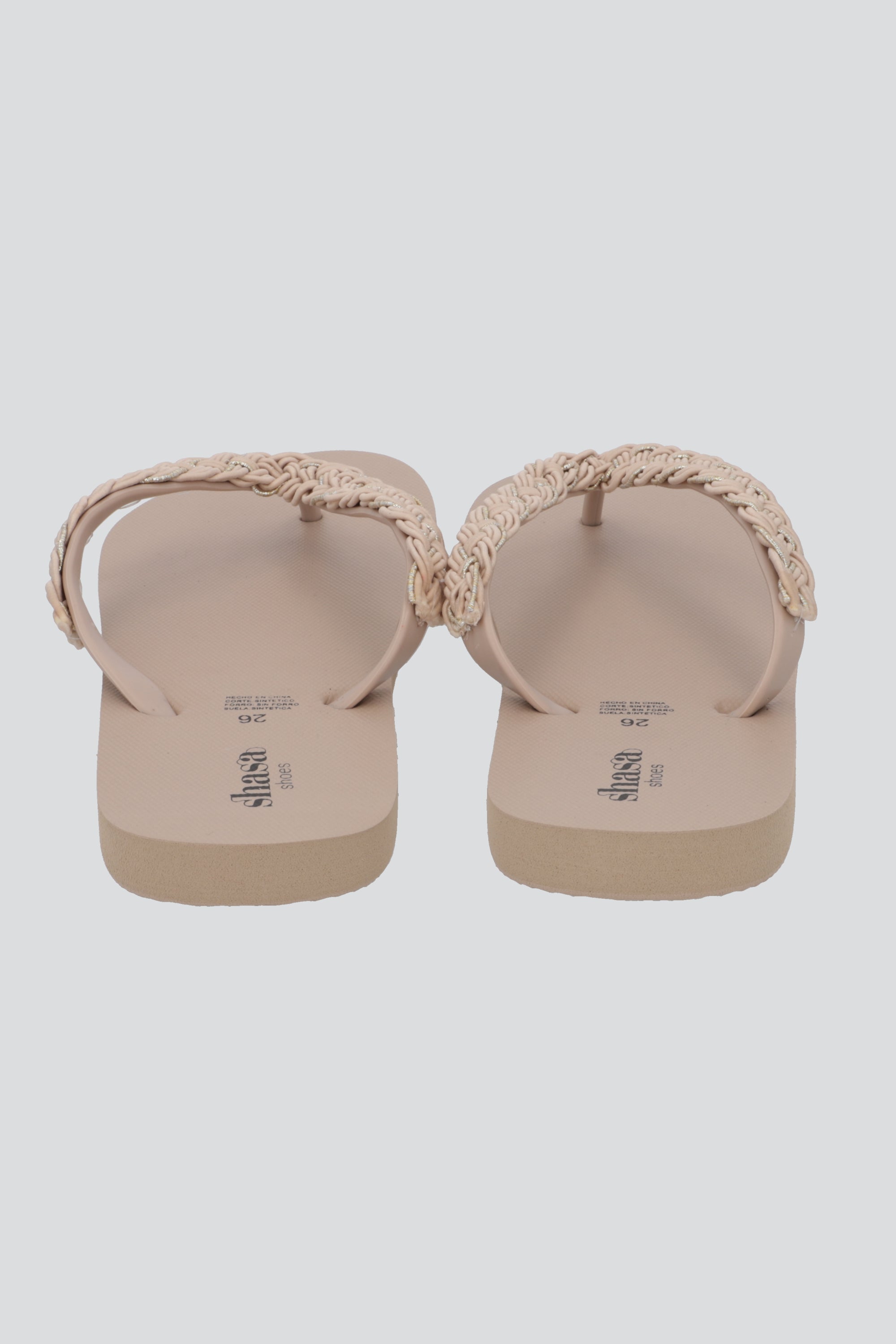 Flip Flop Chinela Brillos Tejido TAUPE