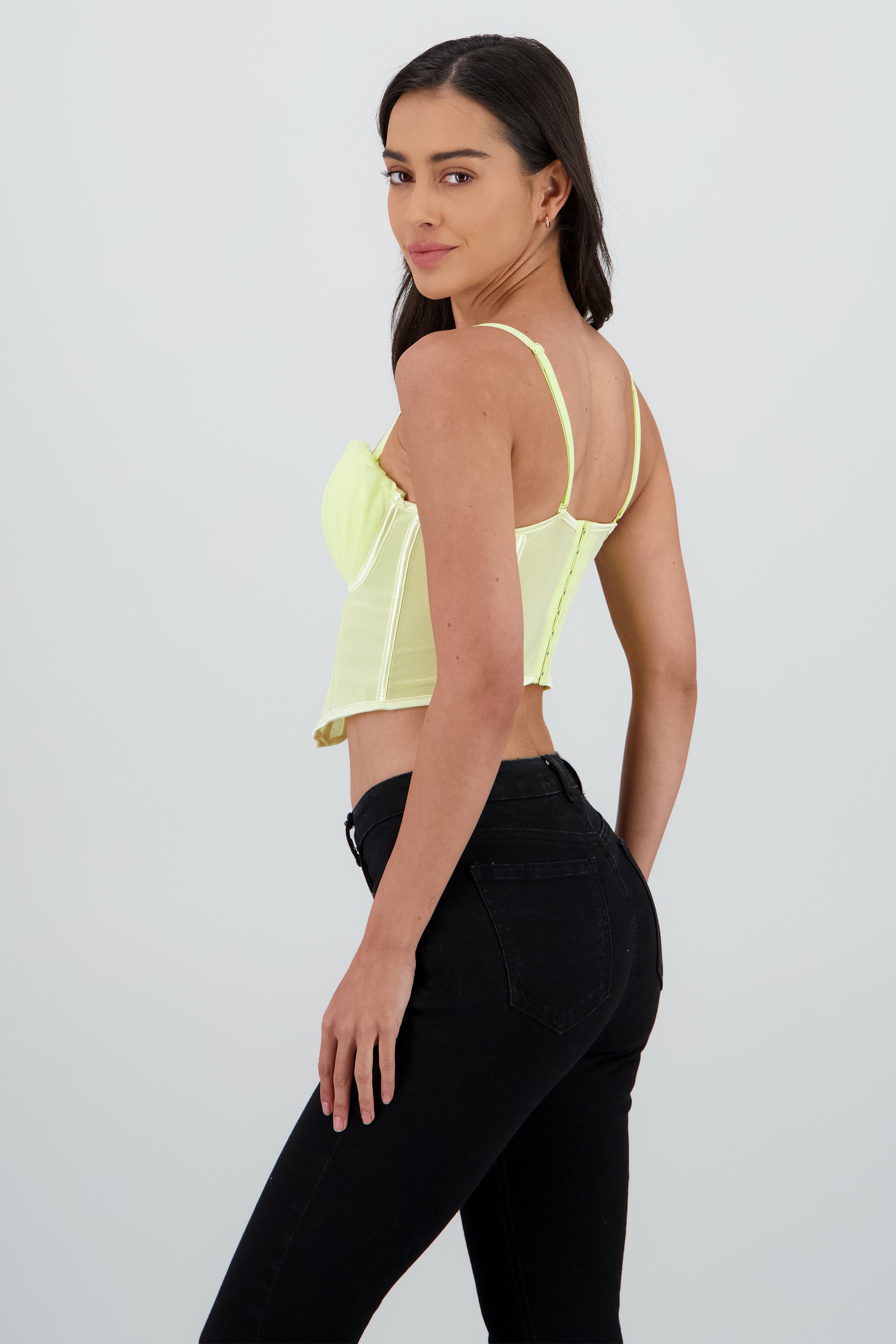 Corset varillas detalle plisado copas AMARILLO PASTEL