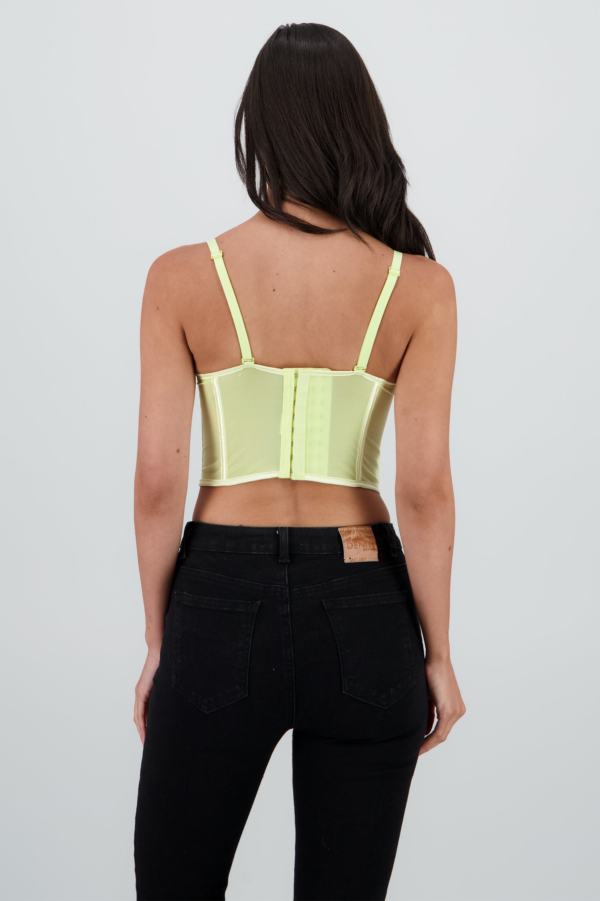 Corset varillas detalle plisado copas AMARILLO PASTEL
