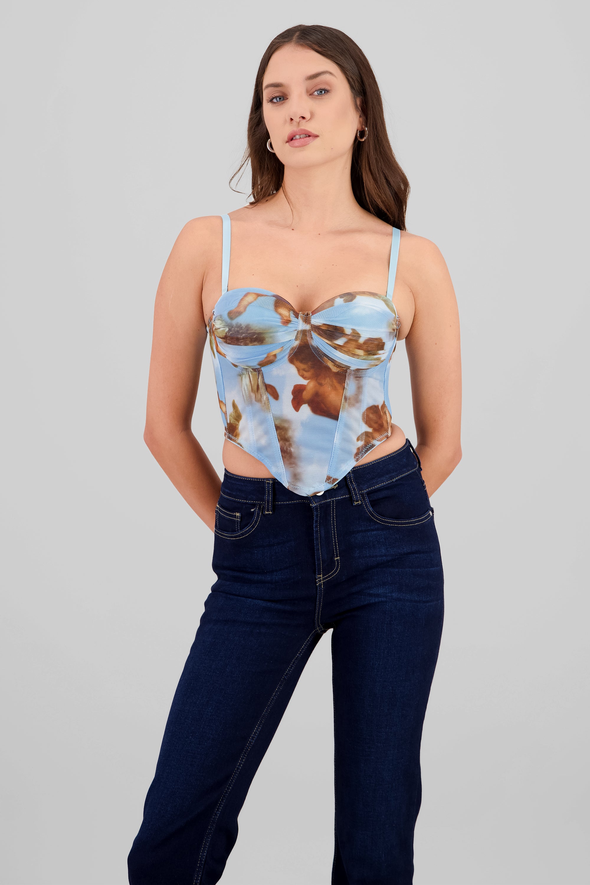 Corset mesh degradado detalle copas AZUL PASTEL