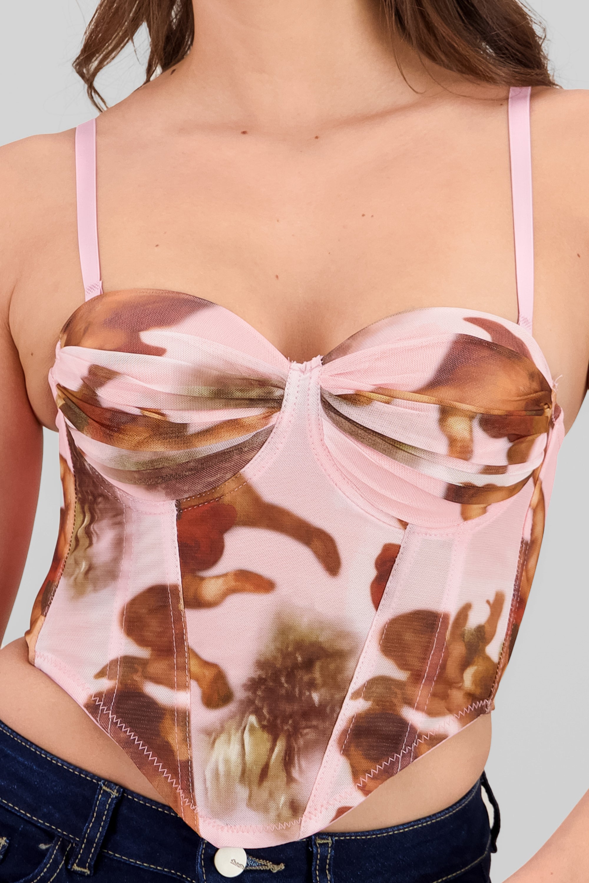 Corset mesh degradado detalle copas ROSA PASTEL