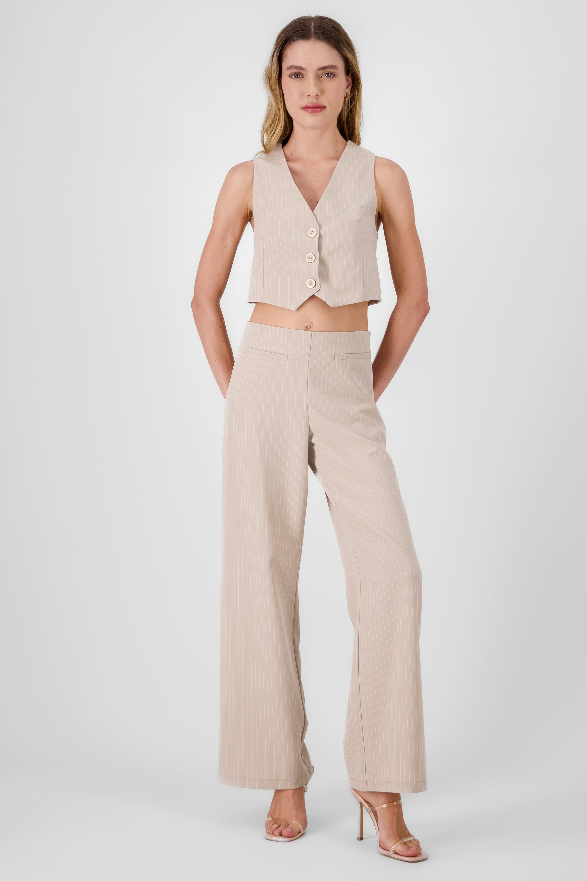 Pantalon recto rayas vivos hypsters BEIGE